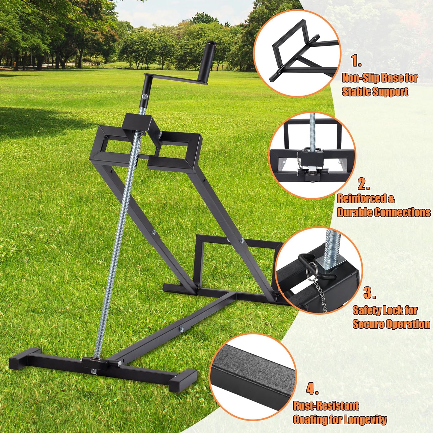 Wishtofly Lawn Mower Lift Jack, 880 Lbs Weight Capacity Heavy-Duty Telescopic Maintenance Lifter with Crank & Power Tool Handle, Foldable & Easy Assembly, Ideal for Lawn Mowers and Garden Tractors