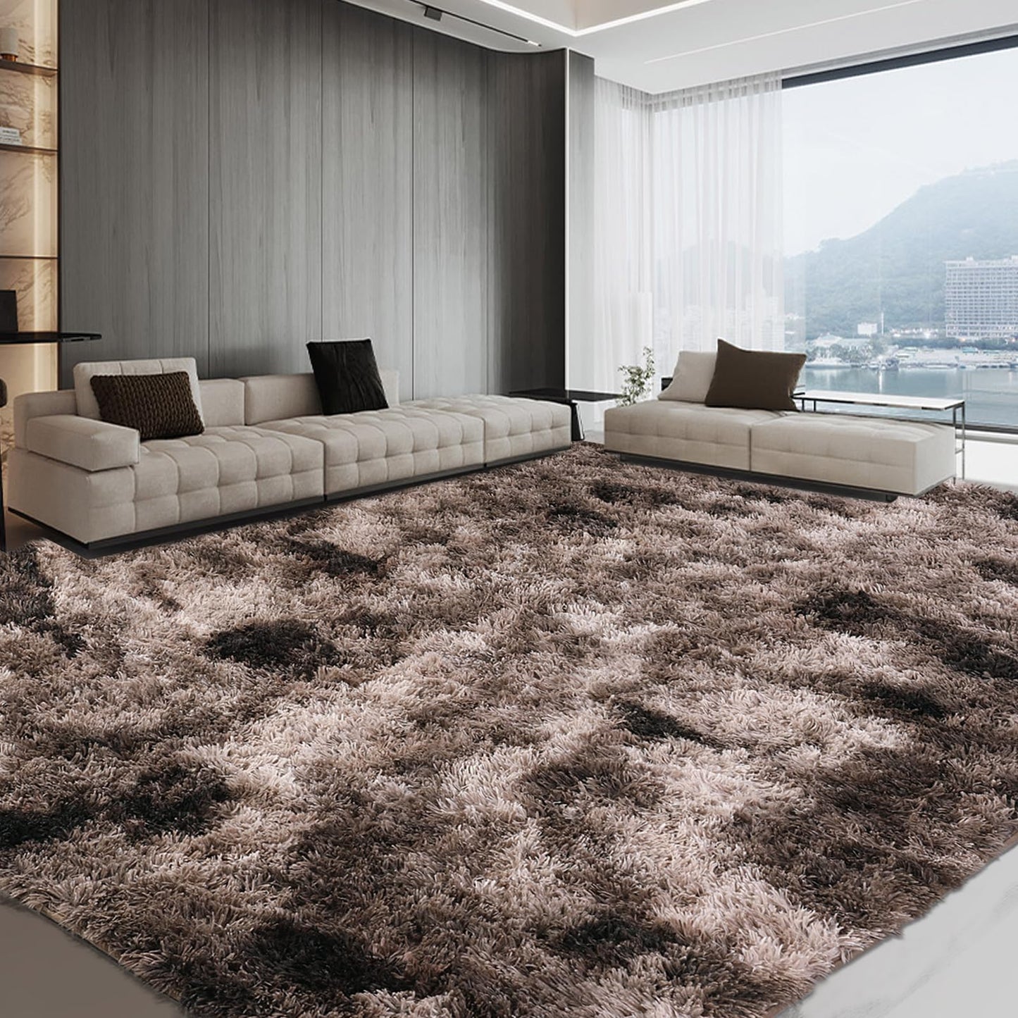 HOMBYS Shaggy Area Rug 10x14 Feet, Ultra Fuzzy Large Plush Faux Fur Carpet for Living Room Bedroom, Non-Skid Fuzzy Rug for Kids Playroom Home Decor,