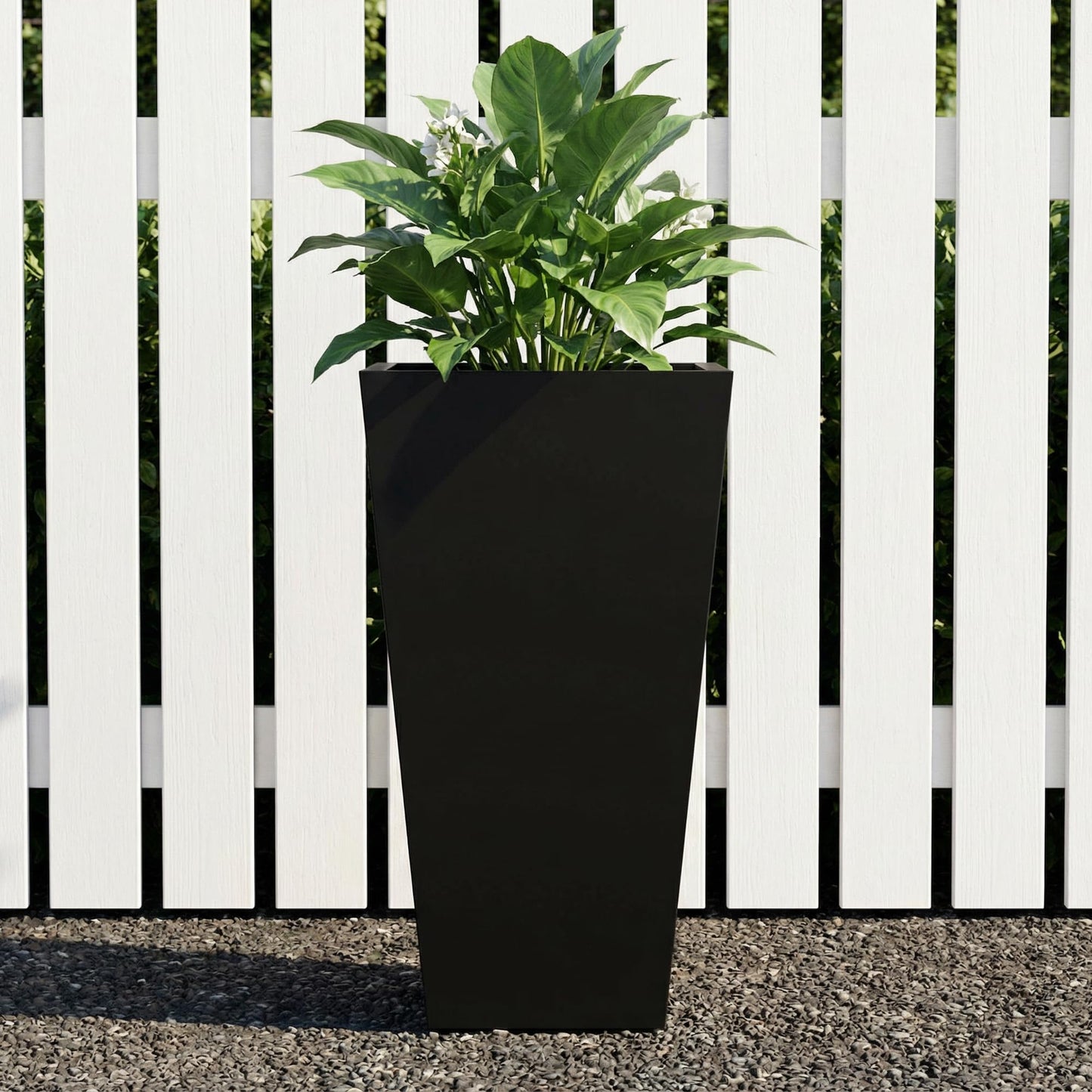 Casaphoriar 30 Inch Tall Metal Planter Box, Weather-Resistant Indoor/Outdoor Flower Pots with Removable Inner Shelf, Perfect for Patio, Gardenm and Balcony Decor, Black
