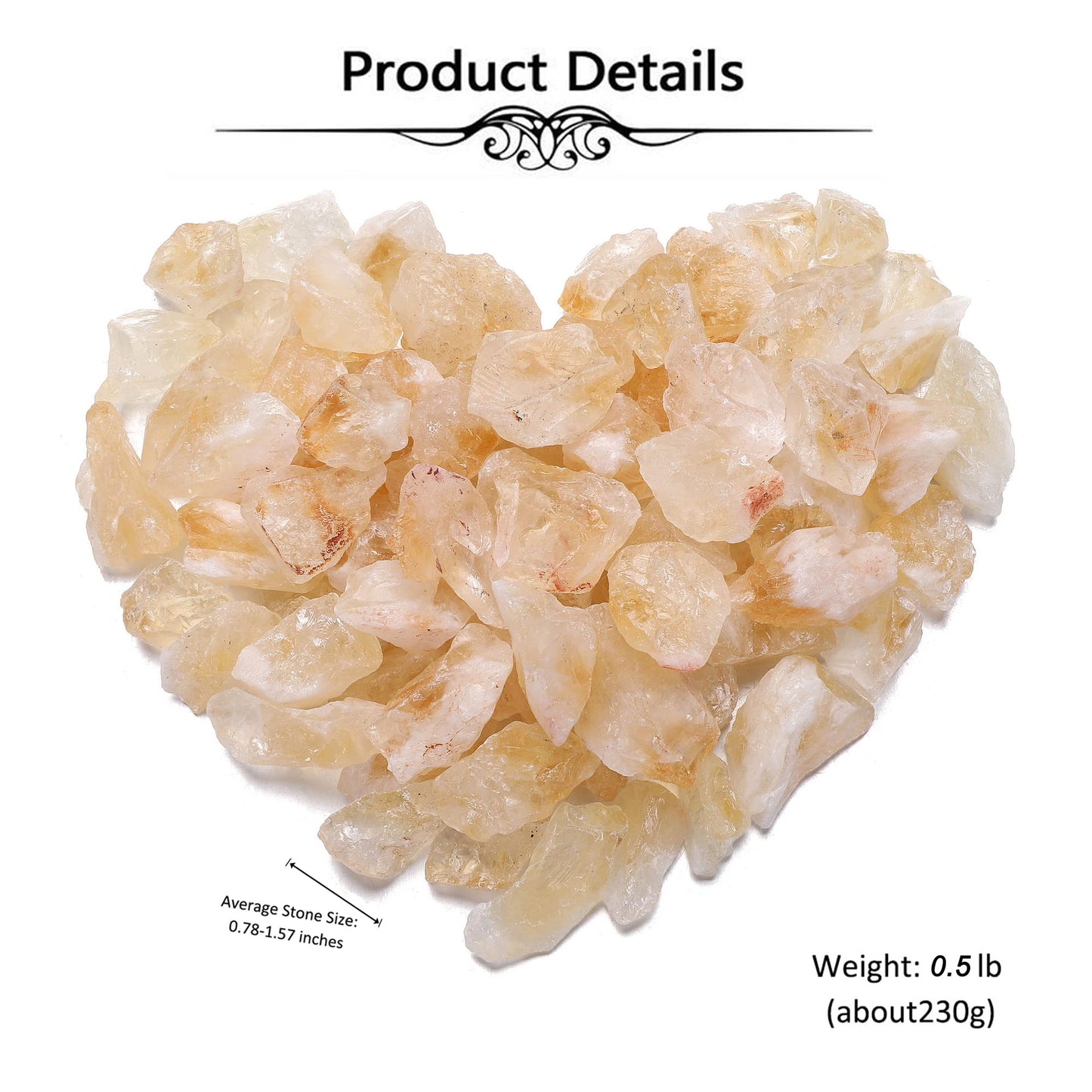 Top Plaza Bulk Citrine Crystals Healing Crystals Rough Stones - Large 1" Natural Raw Stones Crystal for Reiki Healing, Wicca, witchcraft, Tumbling, Cabbing, Fountain Rocks, Decoration, Polishing 0.5lb