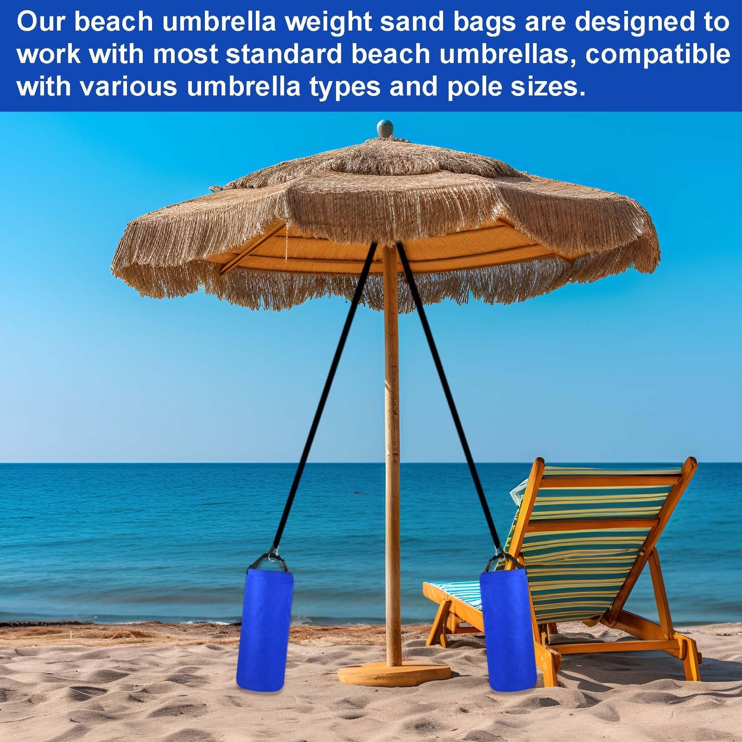 2Pack 10L Beach Umbrella Weight Sand Bags 25lbs 600D Oxford Cloth Heavy Duty Sun Umbrella Sand Anchor Portable Fillable Summer Sunshade Canopy Tent Sandbag Stand Holder for Outdoor High Wind Resistant