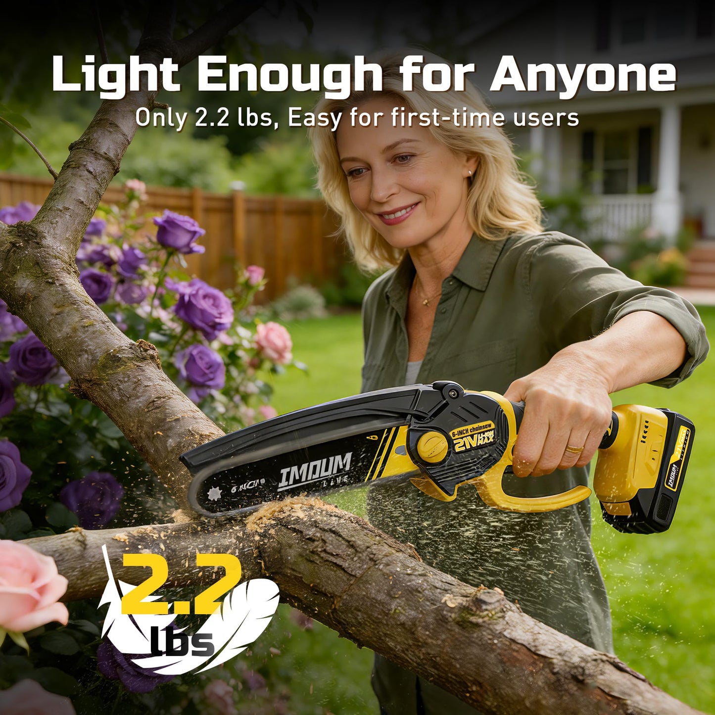6-Inch Mini Chainsaw Cordless, 21V 2.0Ah Battery Powered Electric Pruning Saw, One-Hand Chain Saw for Tree Trimming, Lightweight, Small and Easy Control for Seniors, Women, Beginners & Yard Work