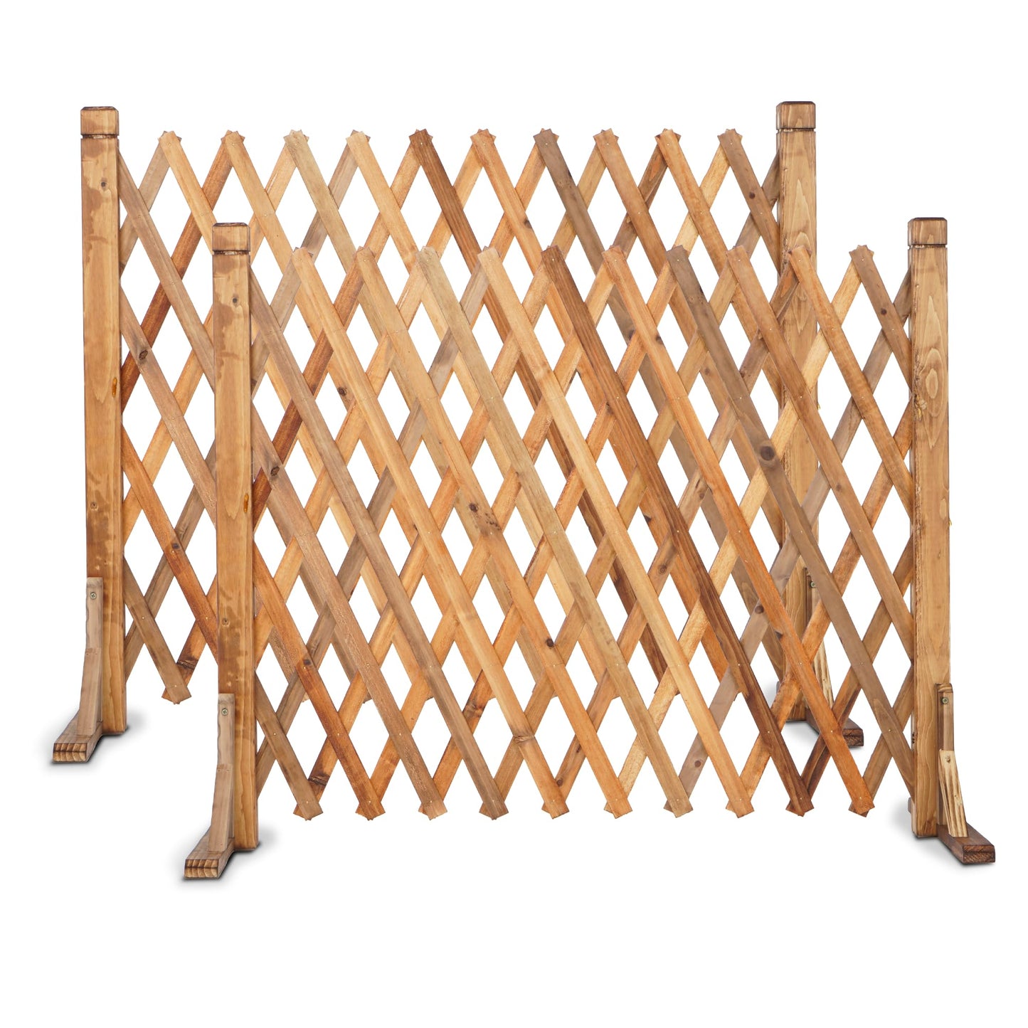 MYOYAY 2PCS Expandable Instant Fence Retractable Wooden Fence Wooden Pet Gate Freestanding Wood Plant Screen Fence Partition Wood Garden Trellis for Home Yard Garden Indoor Outdoor Decor