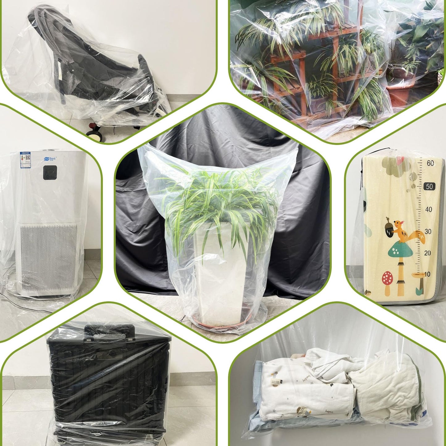 2 Pcs Large Winter Plant Cover Freeze Protection with Drawstring-70.8’’x82.7’’ Clear Plastic Plant Cover Bags Winter Plant Frost Bags ,Plant Shelter Coverings for Outdoor Garden Shrubs Fruit Trees