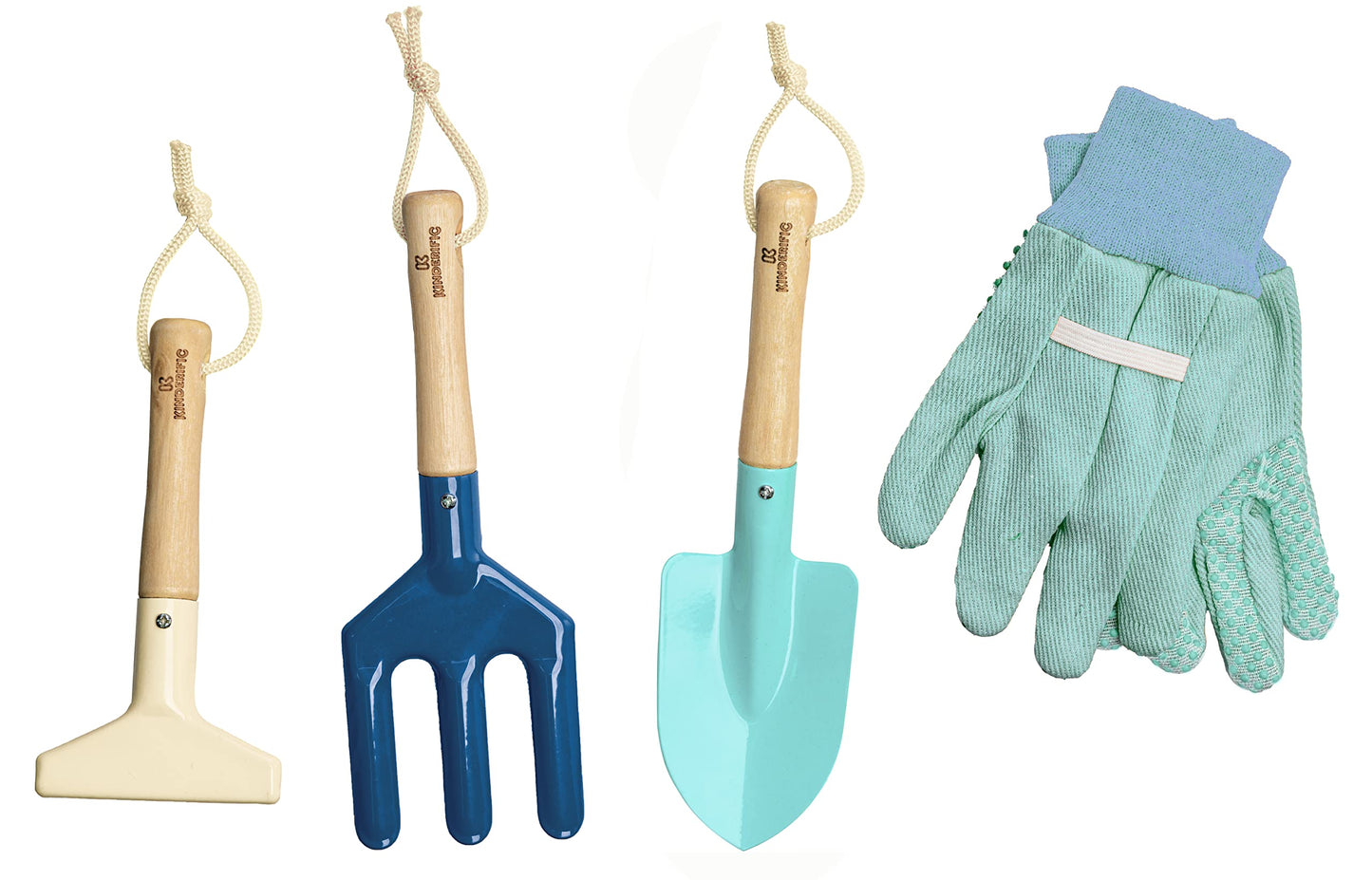 Kinderific Gardening Set, Tool Kit, for Kids, STEM, Includes Tote Bag, Spade, Watering Can, Rake, Fork, Trowel and Gloves (Ocean Blue)