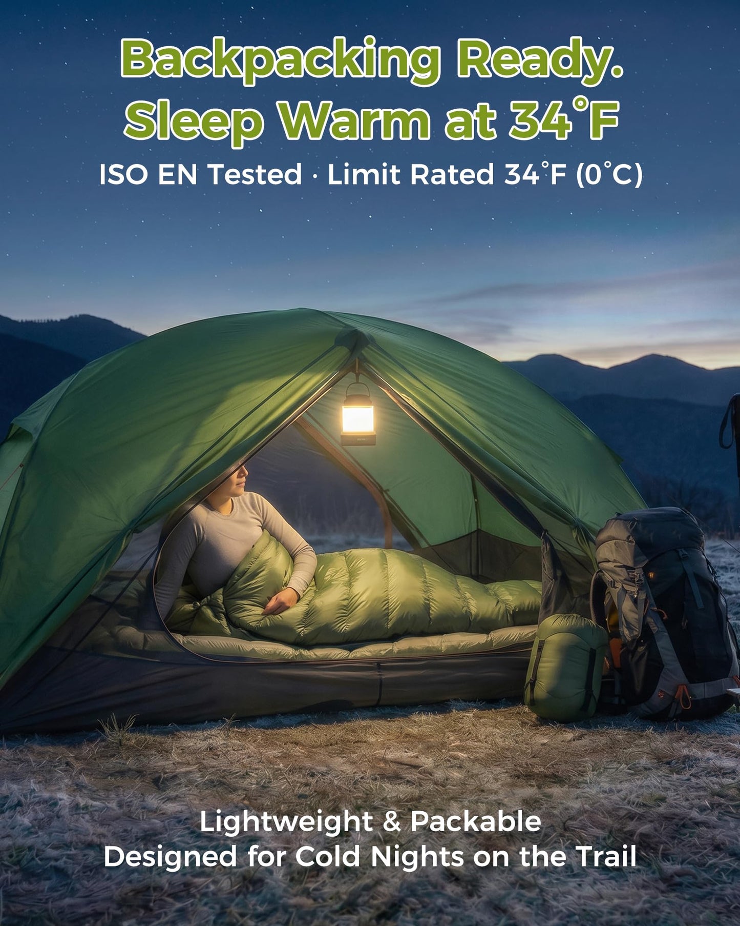 ATEPA 700FP Down Sleeping Bag for Adults, Ultralight 0 Degree Mummy Sleeping Bag with RDS Down & Recycled 15D Nylon Shell for Backpacking Camping Hiking, ISO Limit 35°F, Black