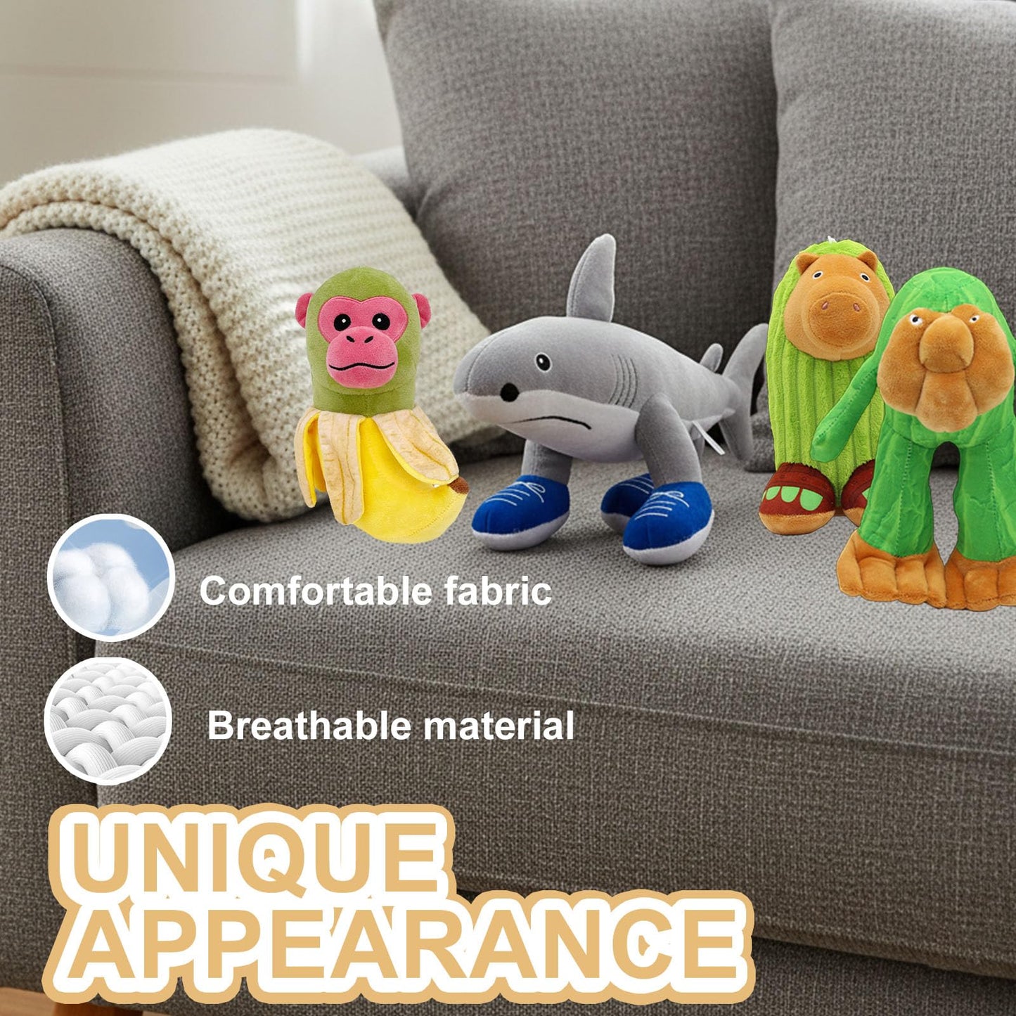 Bonifunt Italian Brainrot Plush Decor, 8 Pack Steal a Brainrot Plushies Includes Sherk Banana Monkey, 8" Brainrot Plush, Collectible Stuffed Animals Decor, Anime Stuff Decoration for Desk Window Sofa