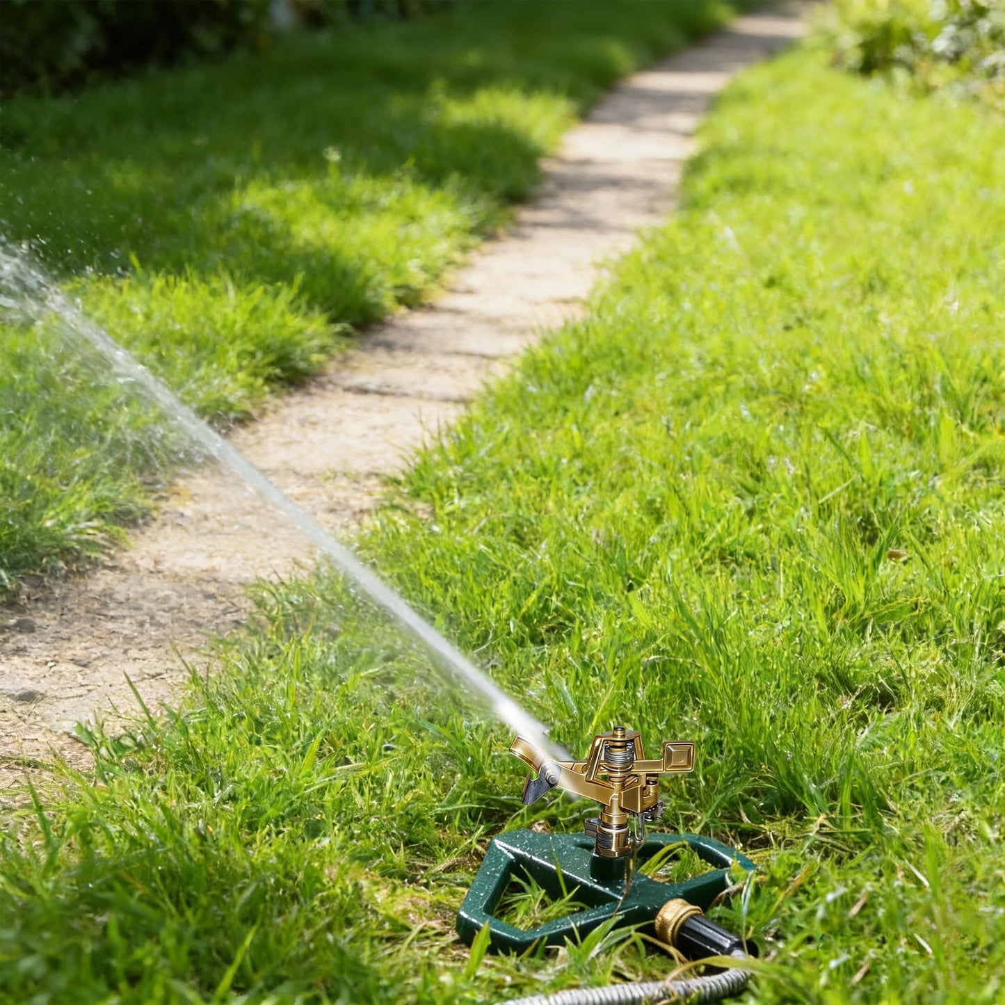 Hourleey Impact Pulsating Sprinklers for Yard - Heavy Duty Lawn Sprinkler with Metal Base, Adjustable Rotating 360 Degree for Large Area Garden, Coverage up to 5,800 Sq. Ft