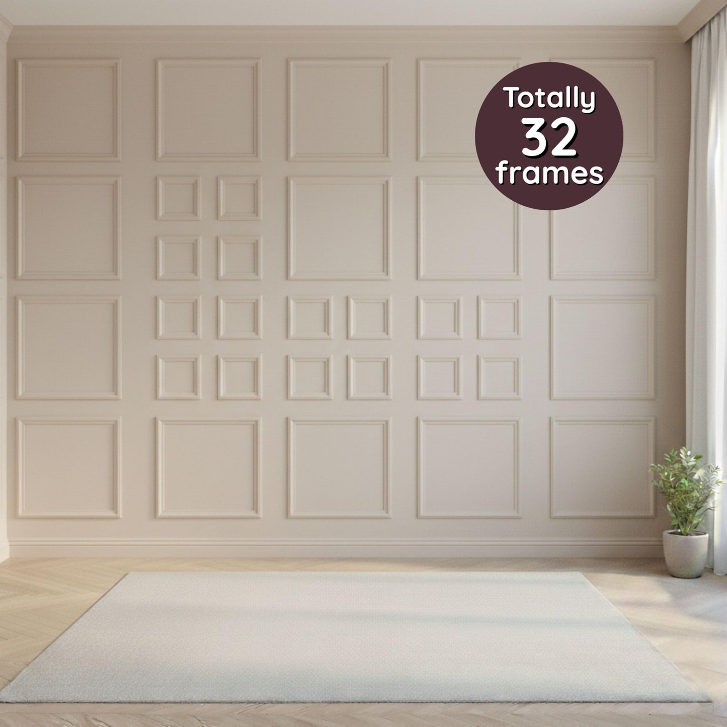 Peel and Stick Wall Molding Kit | Pre-Cut Paintable Wainscoting Panels | 16 Frames 19.68” + 16 Frames 7.87” (Totally 32 pcs) | Easy Install Decorative Wall Trim for Bedroom, Living Room