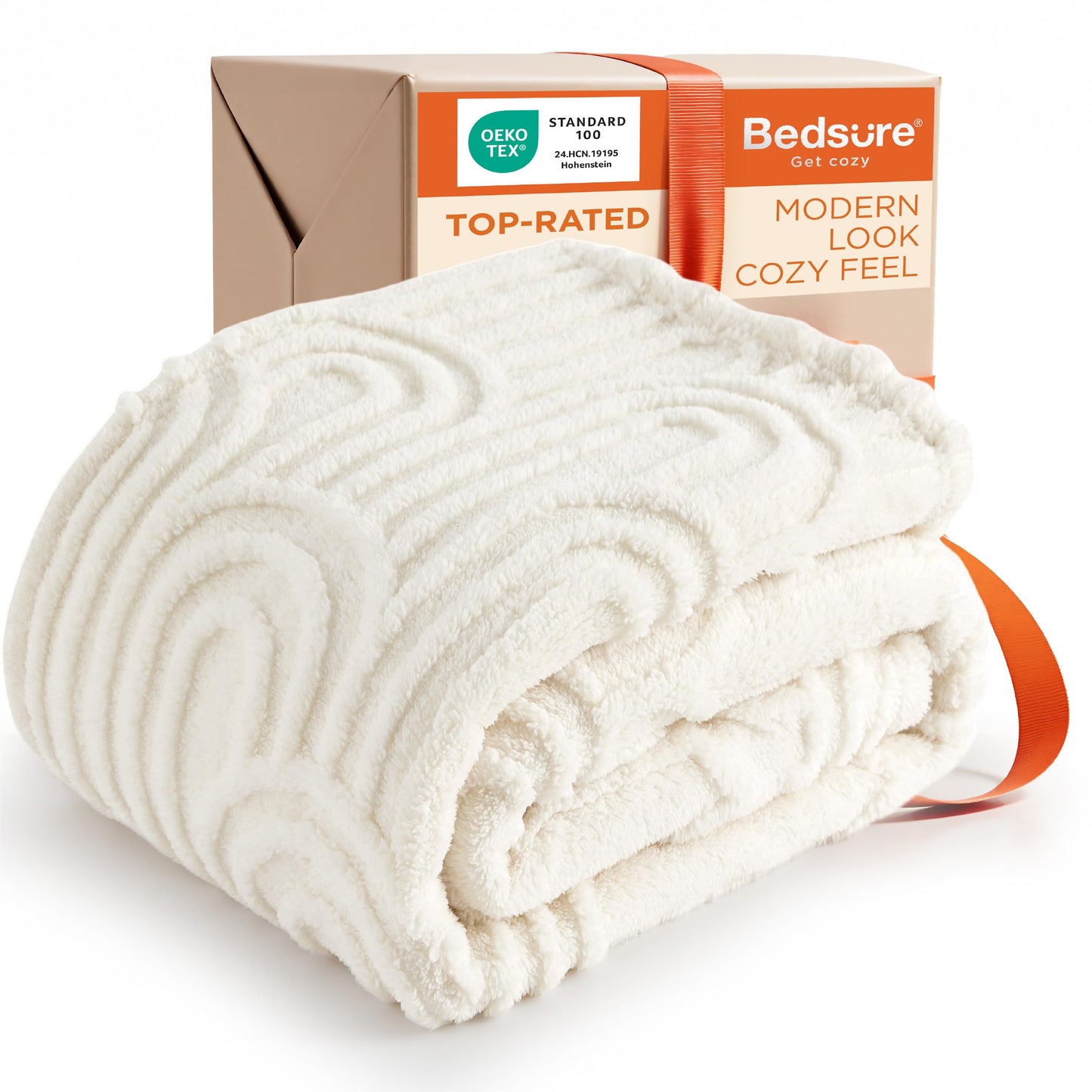 Bedsure GentleSoft Fleece Throw Blanket for Women - Super Soft & Cozy, Fluffy Blankets for Girls, Ideal for Couch & Bed, White, 50x70 Inches