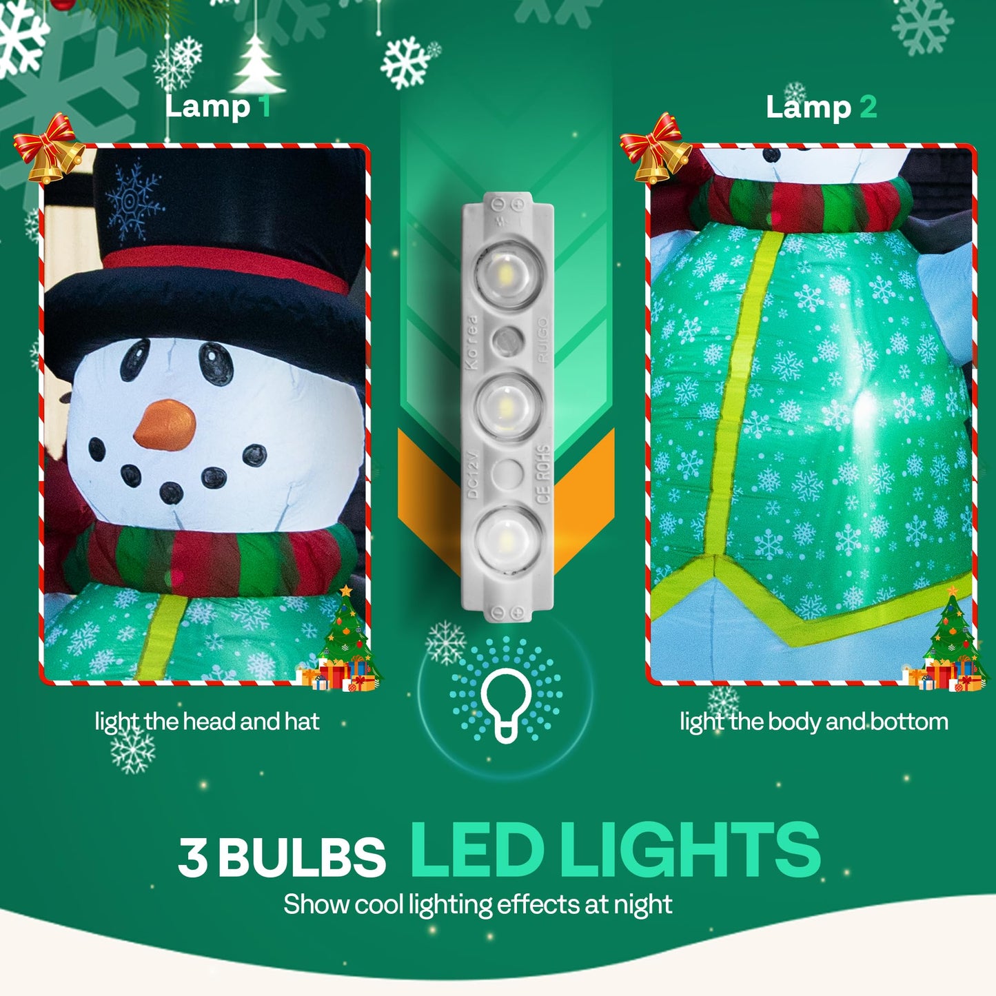 VIVOHOME 6FT Christmas Inflatable Outdoor Decoration, Snowman in Vest, Navidad Blow Up Yard Decor with Built-in LED Light for Lawn, Garden, Party