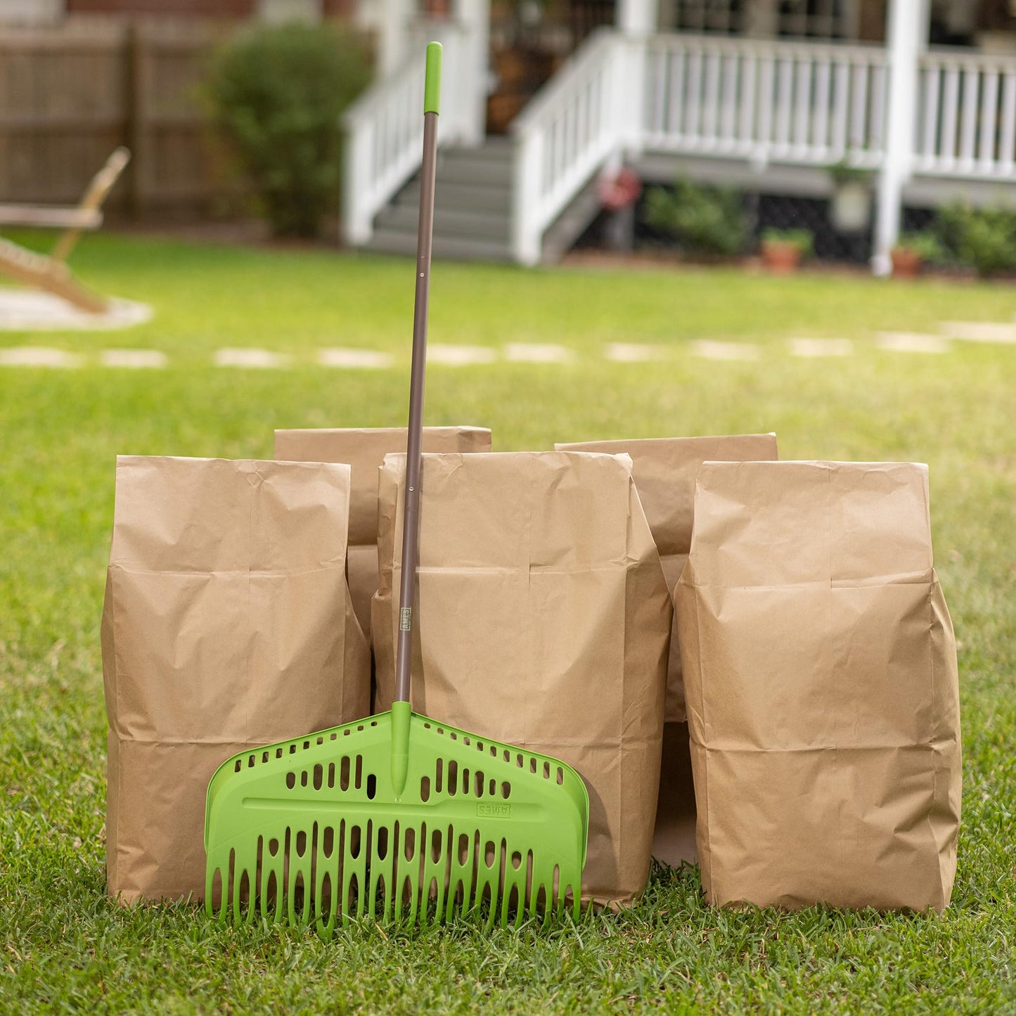 Flip Scooping Leaf Rake, Heavy Duty Lawn and Yard Care, Extra Wide Head, Green