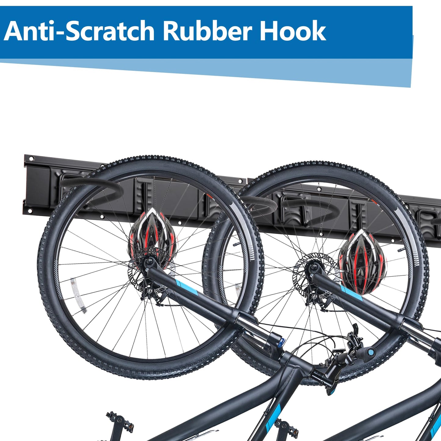Sinoer Bike Storage Rack,Bike Storage Hanger, 4 Bikes + 3 Helmets Heavy Duty Bike Storage Vertical Bike Rack Holds up to 66lbs, 20 inches / 511mm -2 Rails