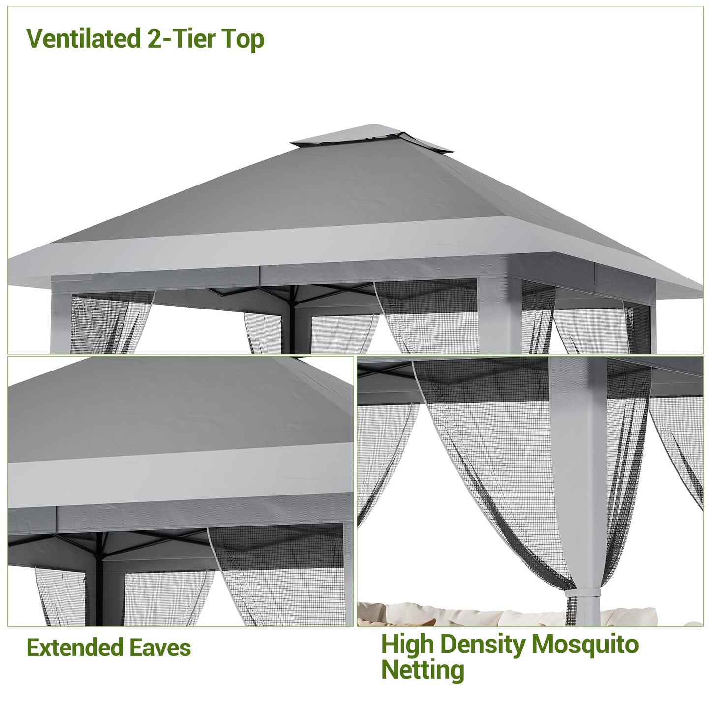 13x13 ft Pop Up Canopy Tent, One-Push Setup Gazebo with Mosquito Netting, 4 Sandbags, Height Adjustable, Waterproof UV Protection for Backyard Parties, BBQs, Camping