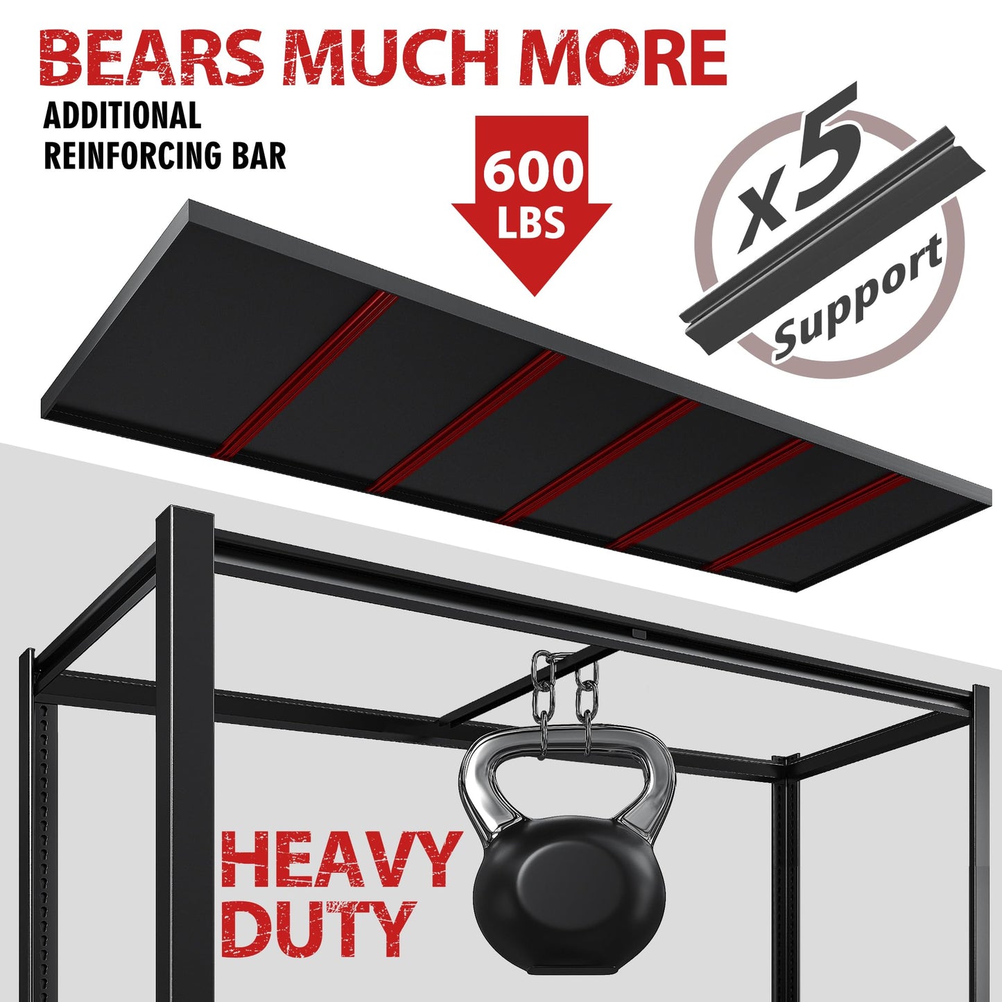 REIBII Garage Shelving Heavy Duty78 H, Garage Storage Shelves Shelving Unit Load 3000LBS,5 Tier Adjustable Metal Shelves for Warehouse, Basement, Pantry, Factory, 55" W x 26" D x 78" H