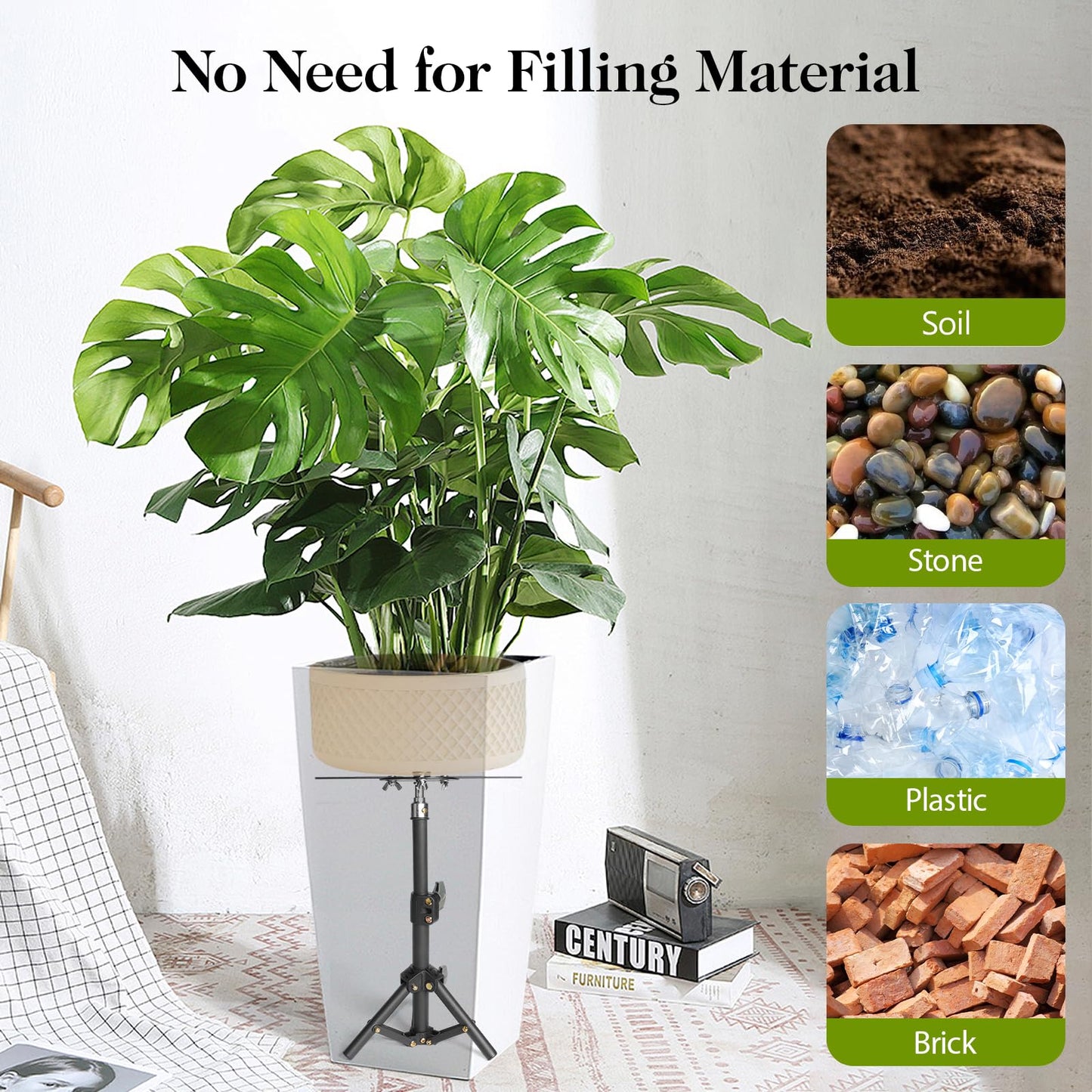 AZEAM Adjustable Plant Risers for Inside Pots, 2 PCS Planter Inserts Fillers 13"- 24" Raise for Large Flower Pots, Height Planter Lifter Stand with 4"-12" Top Support for Outdoor Indoor Plants