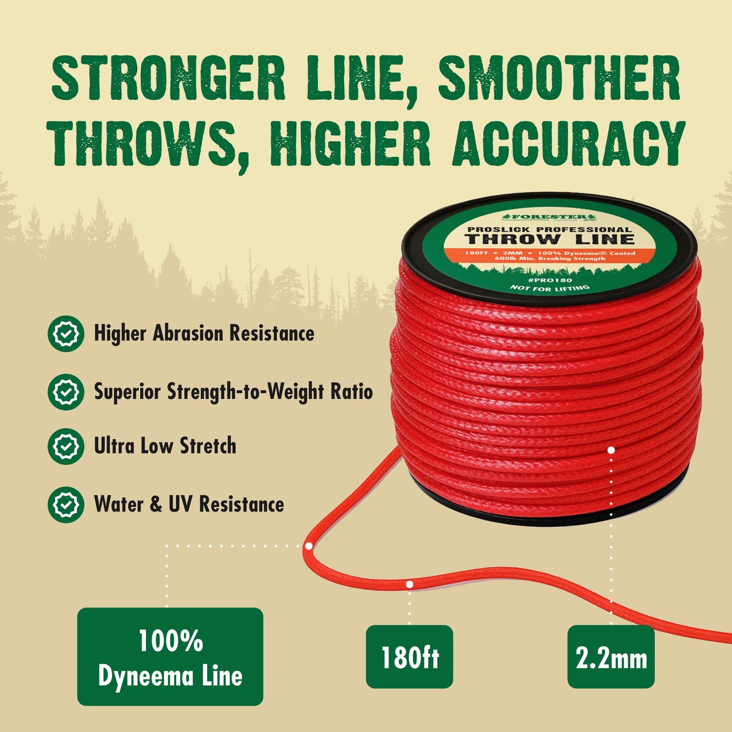 Arborist Throw Line Kit | 12oz Cordura Throw Weight & 180ft Dyneema Rope | High Strength 100% Dyneema Rope | Arborist Equipment for Tree Climbing