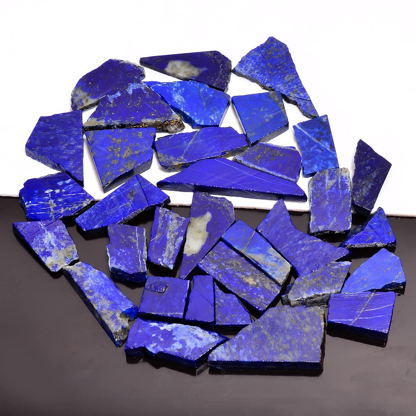 Natural Lapis Lazuli Raw Slice Gemstone- Healing Crystals for DIY Jewelry Making -Loose Natural Cabochon -Perfect for Crafting Unique Jewelry Designs (5 pcs, 25-35 mm)