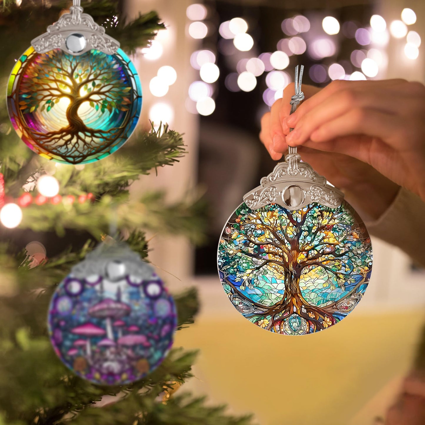 Jocidea Tree of Life Stained Glass Suncatcher - Holidays & Christmas Tree Ornament, Decor & Gifts