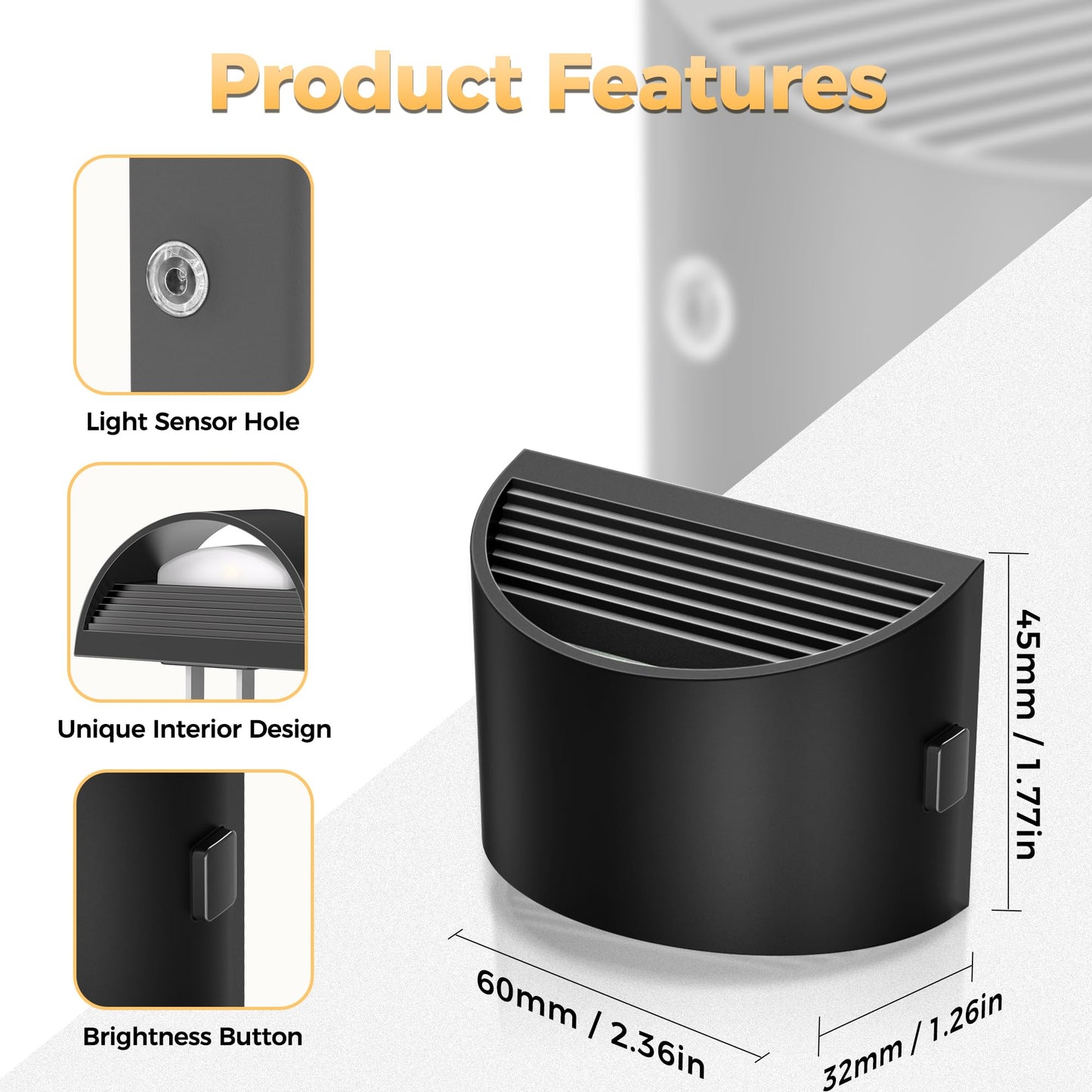 DORESshop LED Night Light[2 Pack], Night Lights Plug into Wall, 3 Level Brightness Adjustable Plug in Night Light, Dusk to Dawn Sensor, Nightlights for Adults, Bedroom, Bathroom, Hallway, 3000K