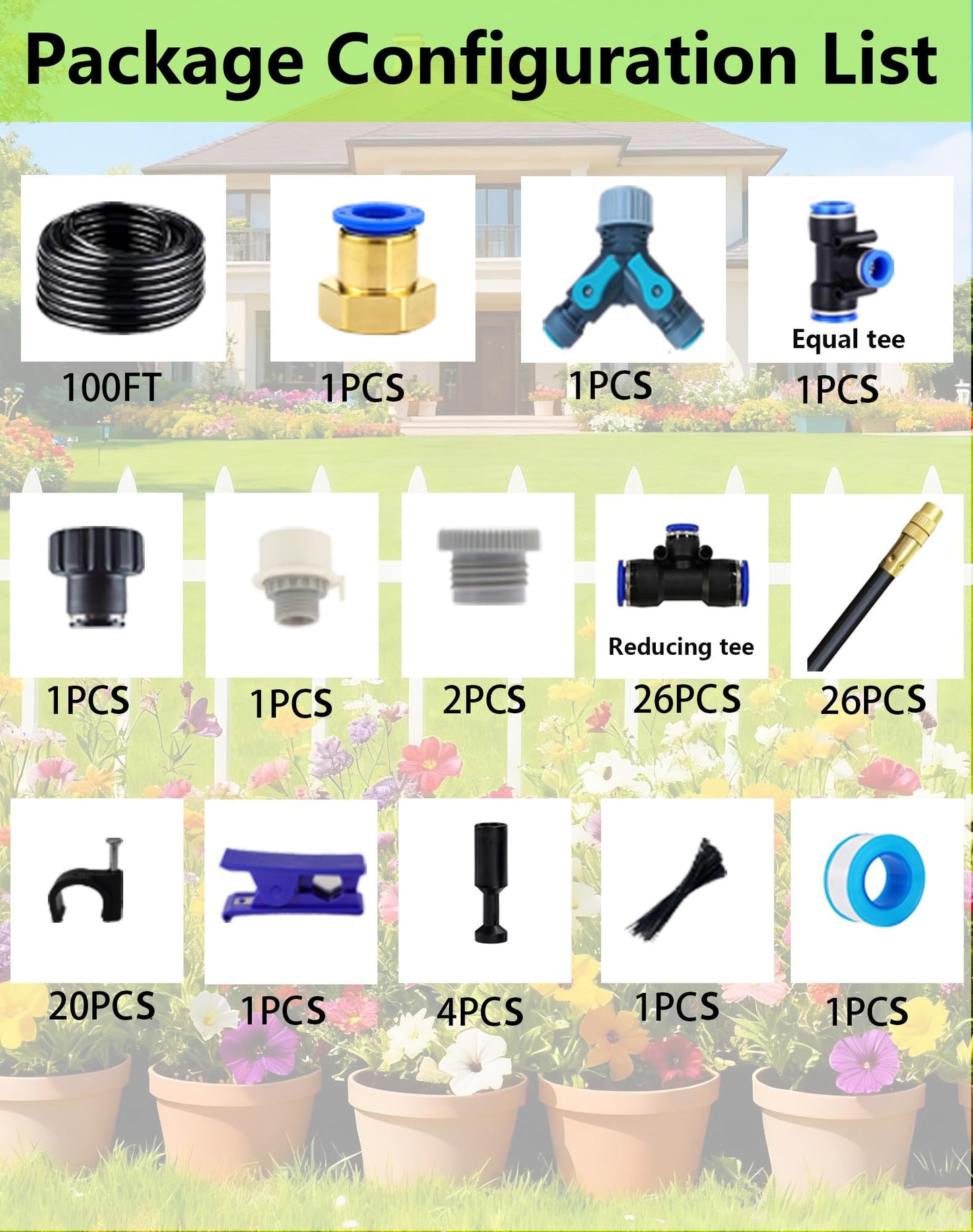 Drip Irrigation System,Automatic Garden Watering System,360° Adjustable Spray Sprinkler Kit, Easy Installation No Tools, Fine Mist Watering forGarden,Patio,Potted Plants,Courtyard Watering System