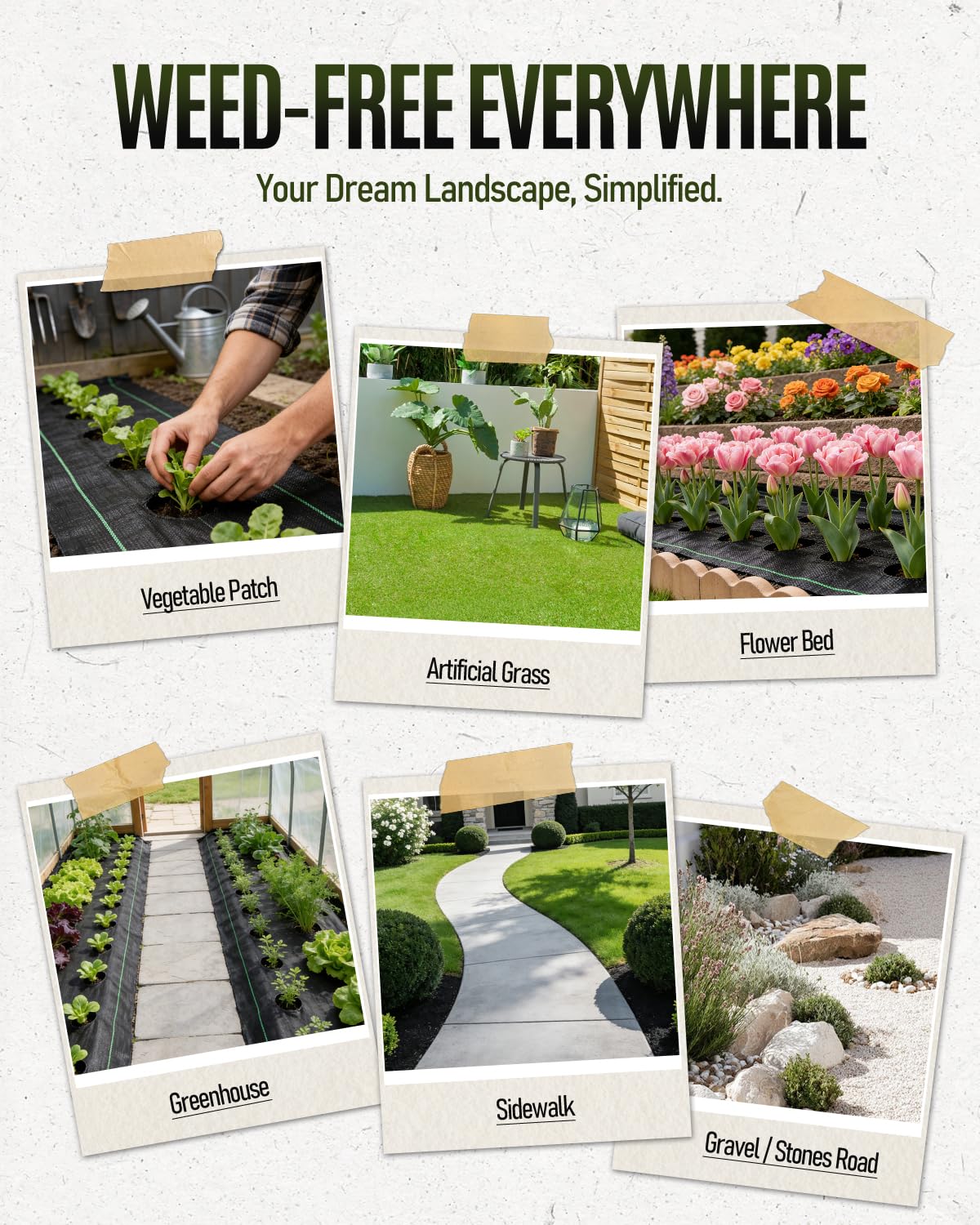 joyhalo 3ft x300ft Weed Barrier Fabric Heavy Duty, 3.2oz Woven Garden Geotextile Fabric, High Permeability for Weed Blocker Mat, Weed Control Garden Cloth for Driveway, Gravel, Greenhouse