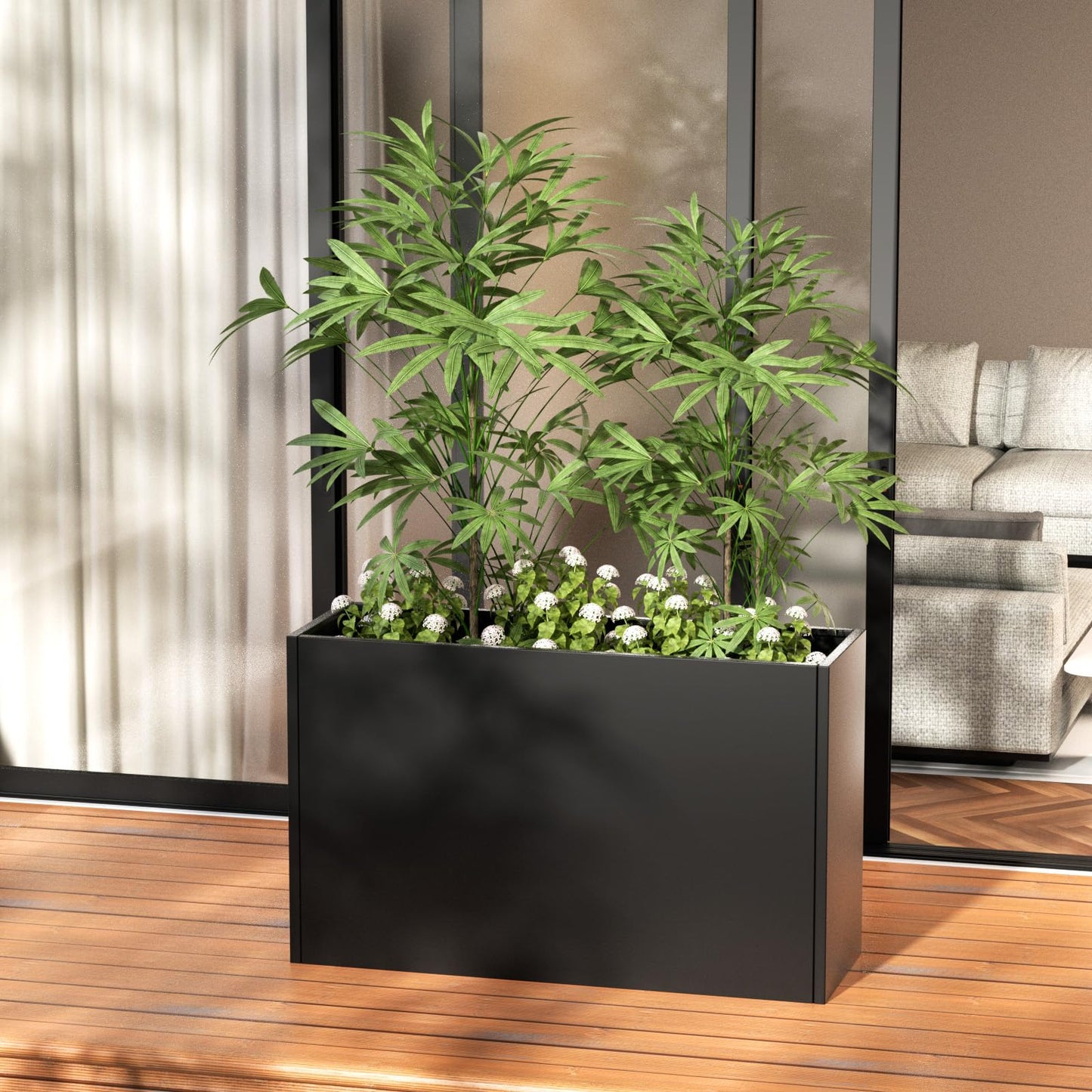 Talustool Adjustable Metal Planter Box 38” x 12” x 30”, Steel Garden Box with Smart Drainage, Heavy-Duty Plant Container Powder-Coated Steel - Perfect for Garden, Patio & Balcony Decor