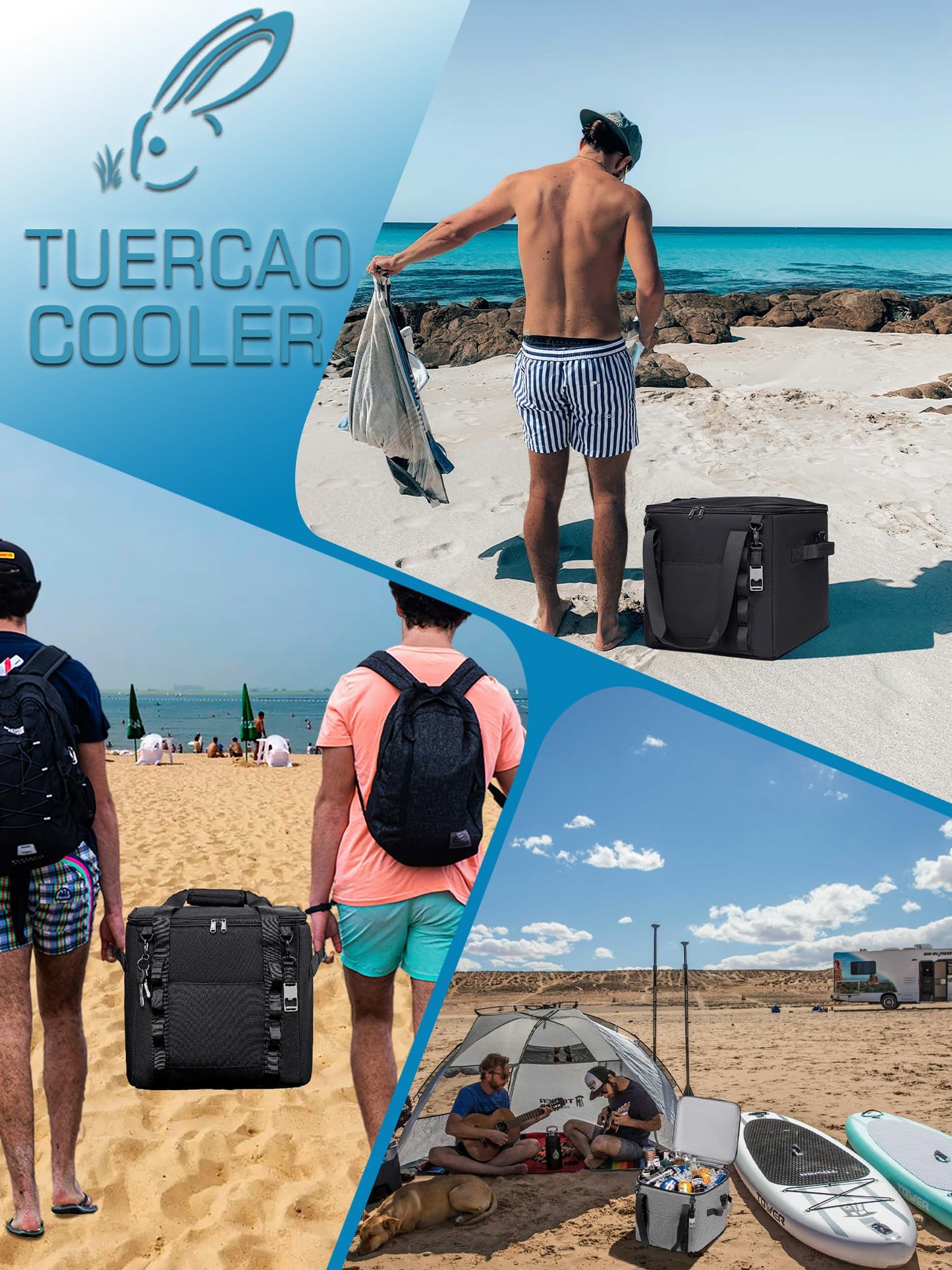 Insulated Soft Cooler Bag 12"x12"x12" Large Leakproof Soft Sided Ice Chest for Travel Beach Camping, 50 Cans Portable Cooler Box for Grocery Shopping, Road Trips, Light Grey