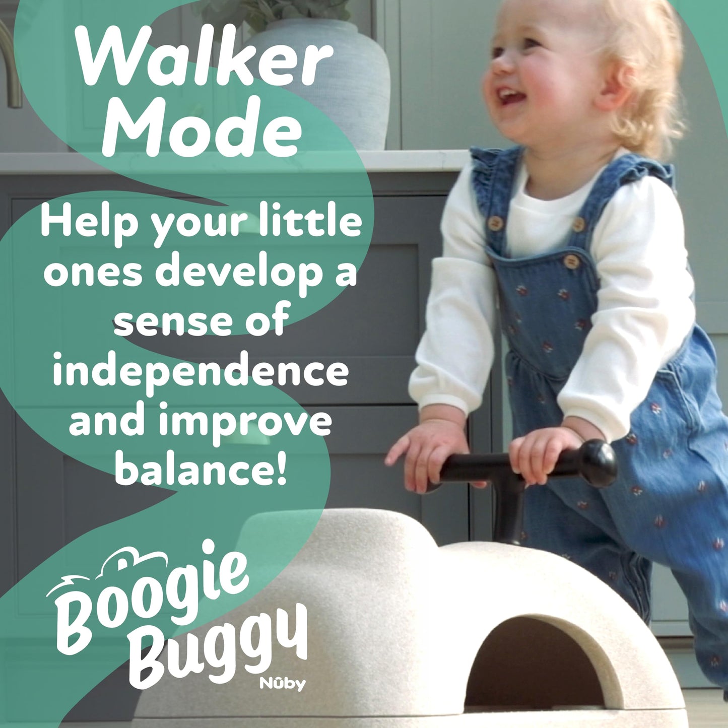 Nuby Boogie Buggy 3-in-1 Scooter for Kids - Walker, Scooter & Caster Board - Indoor & Outdoor Ride-On Toy for Ages 12+ Months - Pink