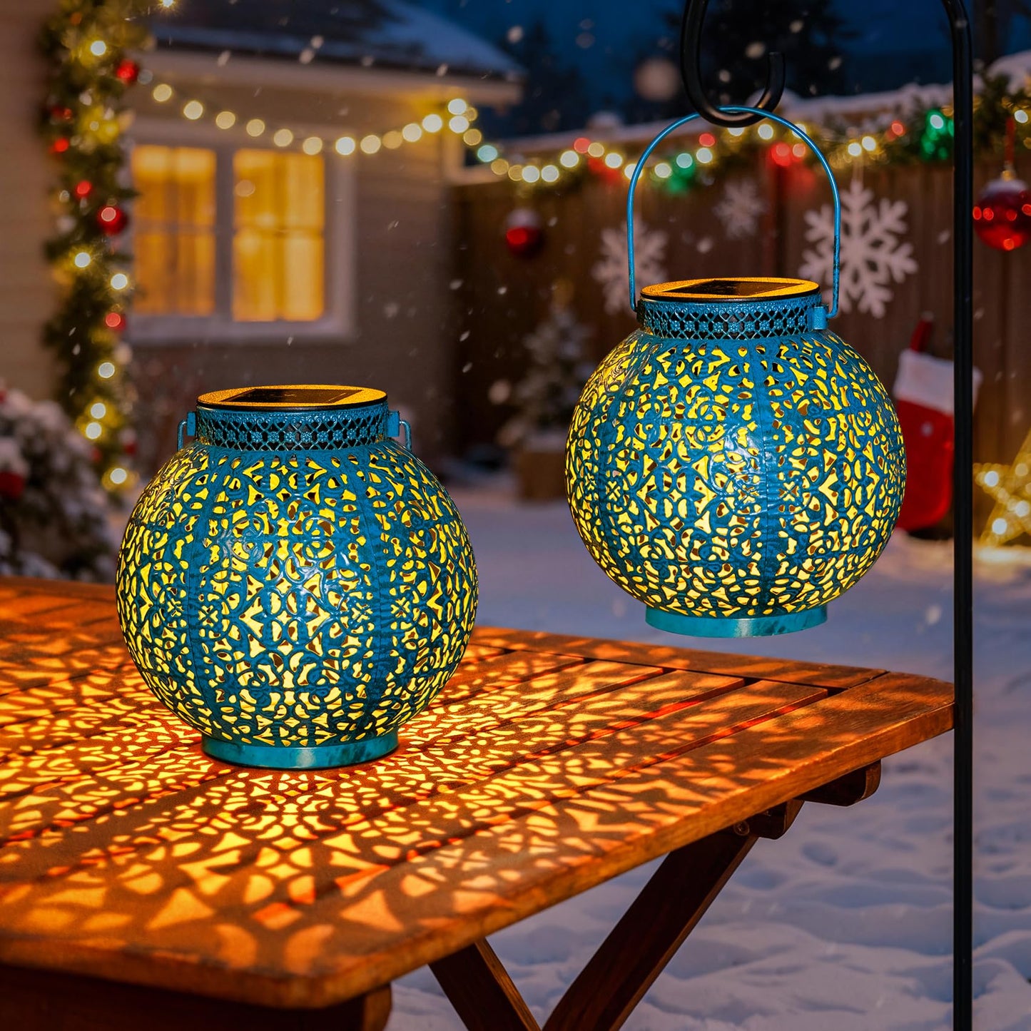 TAKE ME 2 Packs Solar Lanterns Outdoor Lights Waterproof Garden Lanterns for Patio,Outside Mothers Day Gifts Mom Wife Grandma Birthday Gifts [Set of 2]