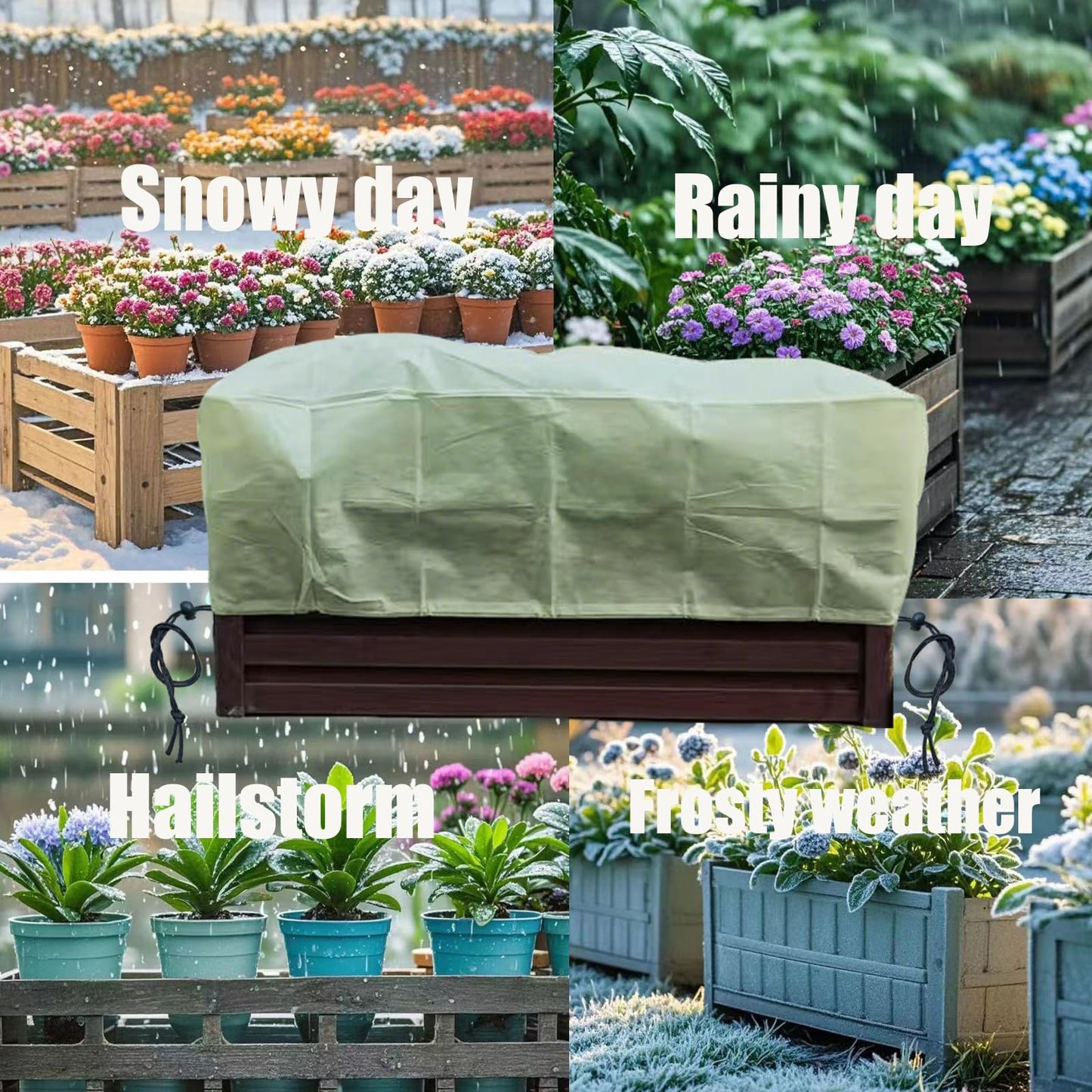 EJW Planter Cover, Plant Covers Freeze Protection,2 Pack 39.3"*17.7"x15.7" Planter Covers for Winter, Frost Cloths for Outdoor Plants, Raised Bed Covers for Winter.