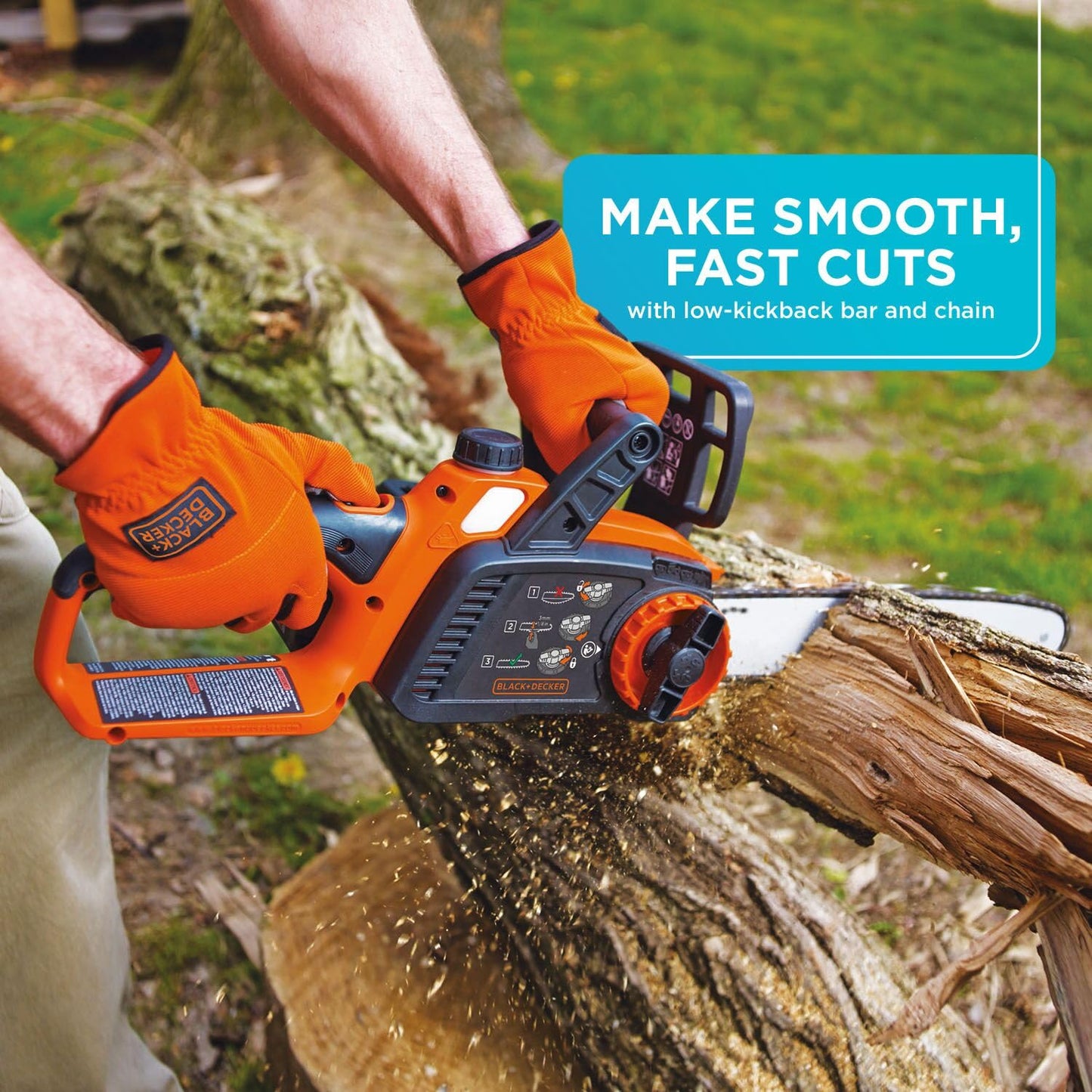 BLACK+DECKER 40V MAX Electric Chainsaw Cordless, 12 Inch Battery Chainsaw, Battery and Charger Included, Longer Runtime, Lightweight Rechargeable (LCS1240)