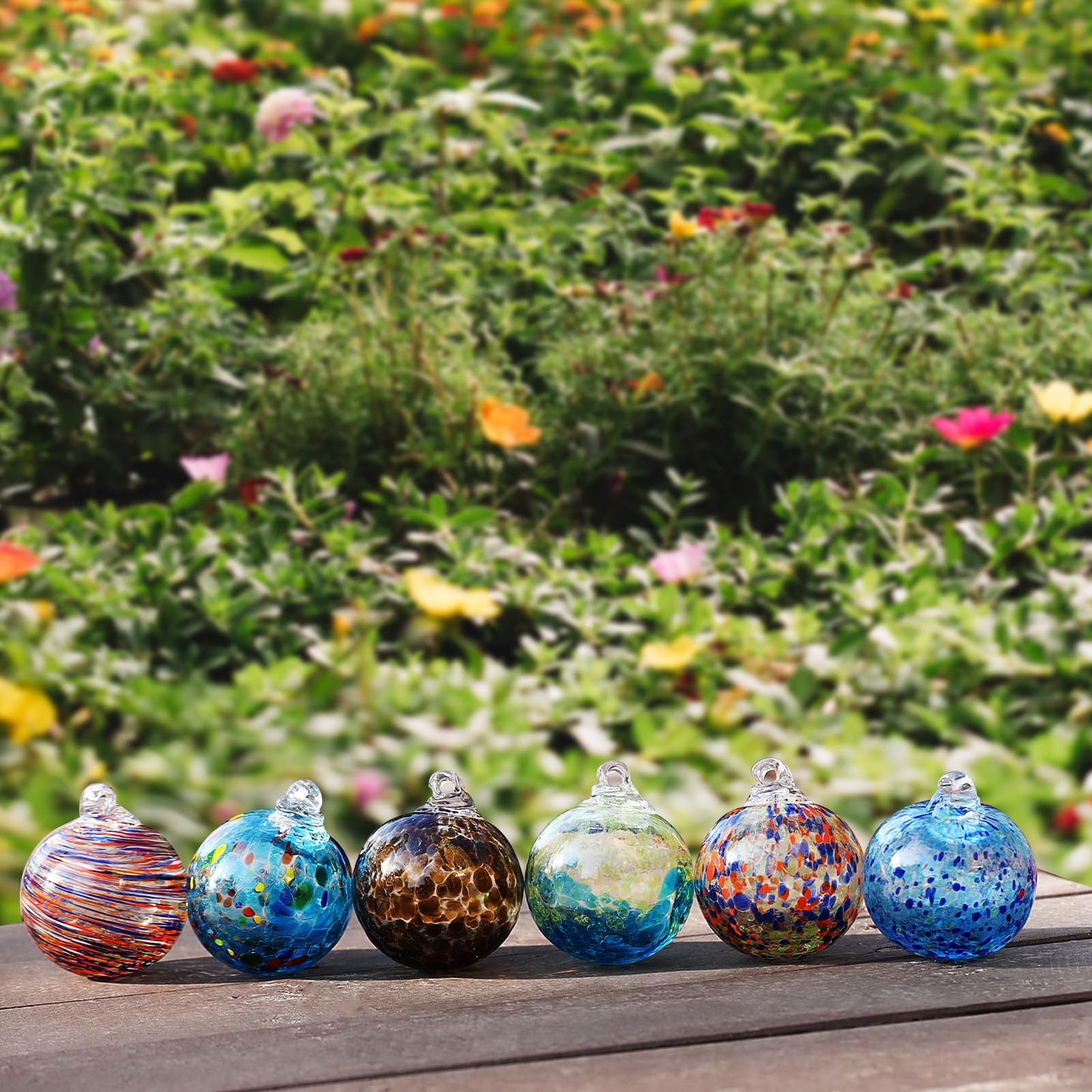 VOREEN 6-Pack Blown Glass Christmas Ornaments, 2.56" Handblown Hanging Glass Gazing Balls for Christmas Tree Decoration, Holiday Ornament Gift Set（Winter Blue & Aqua Mix）