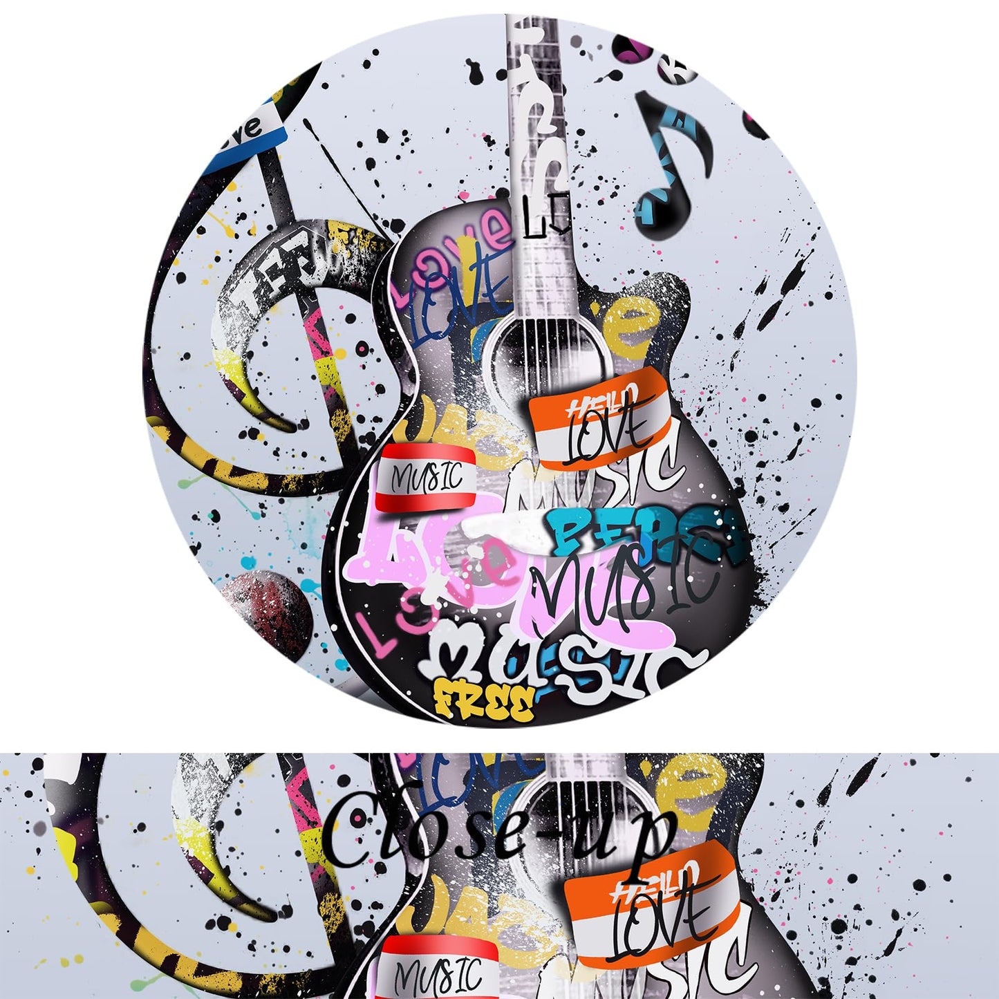 KREATIVE ARTS Guitar Canvas Painting for Music Studio and Room Decor Framed Artwork Graffiti Style Music Note Wall Art 16x24 Inch Stretched Canvas Ready to Hang