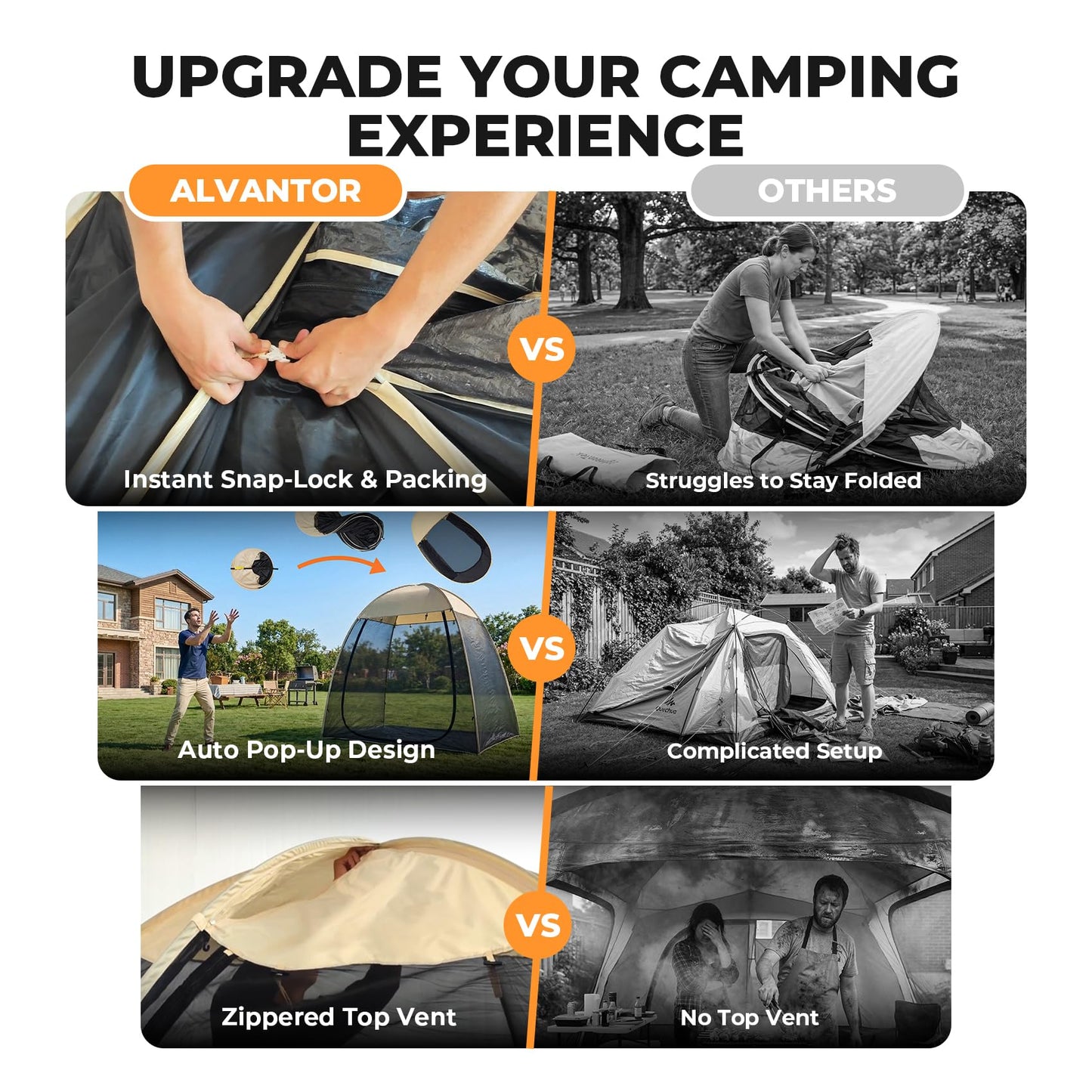 Alvantor® Pop Up Screen House Tent, 7'x4' Instant Camping Screen Room, Screen Gazebo Canopy for Patios/Deck/Backyard, Portable Mesh Tent with Shade Cloths, Easy Set Up, 2-3 Person