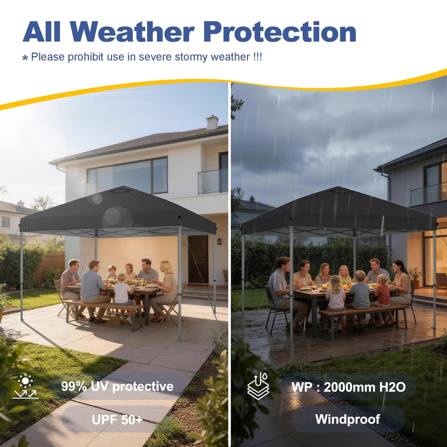 Explore Land 10x10 Pop Up Canopy with One Push Setup Heavy Duty Outdoor Sun Shade Tent for Beach,Camping,Events,Parties(Black)