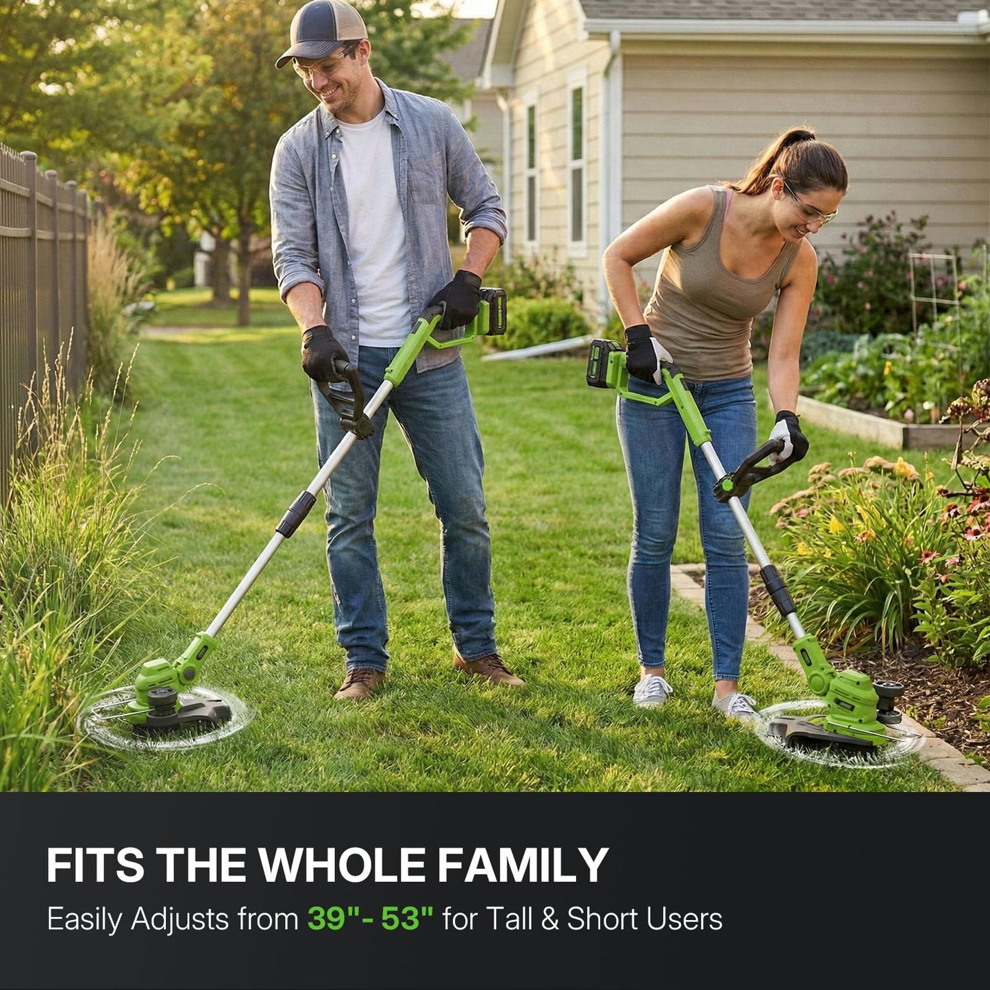 WORKIT 20V 3-in-1 Cordless String Trimmer, 12" Edger & Mini Mower, 8700 RPM Weed Eater with 2×4.0Ah High-Capacity Batteries, Auto Line Feed, Lightweight 6lbs, Telescopic Shaft for Lawn & Yard
