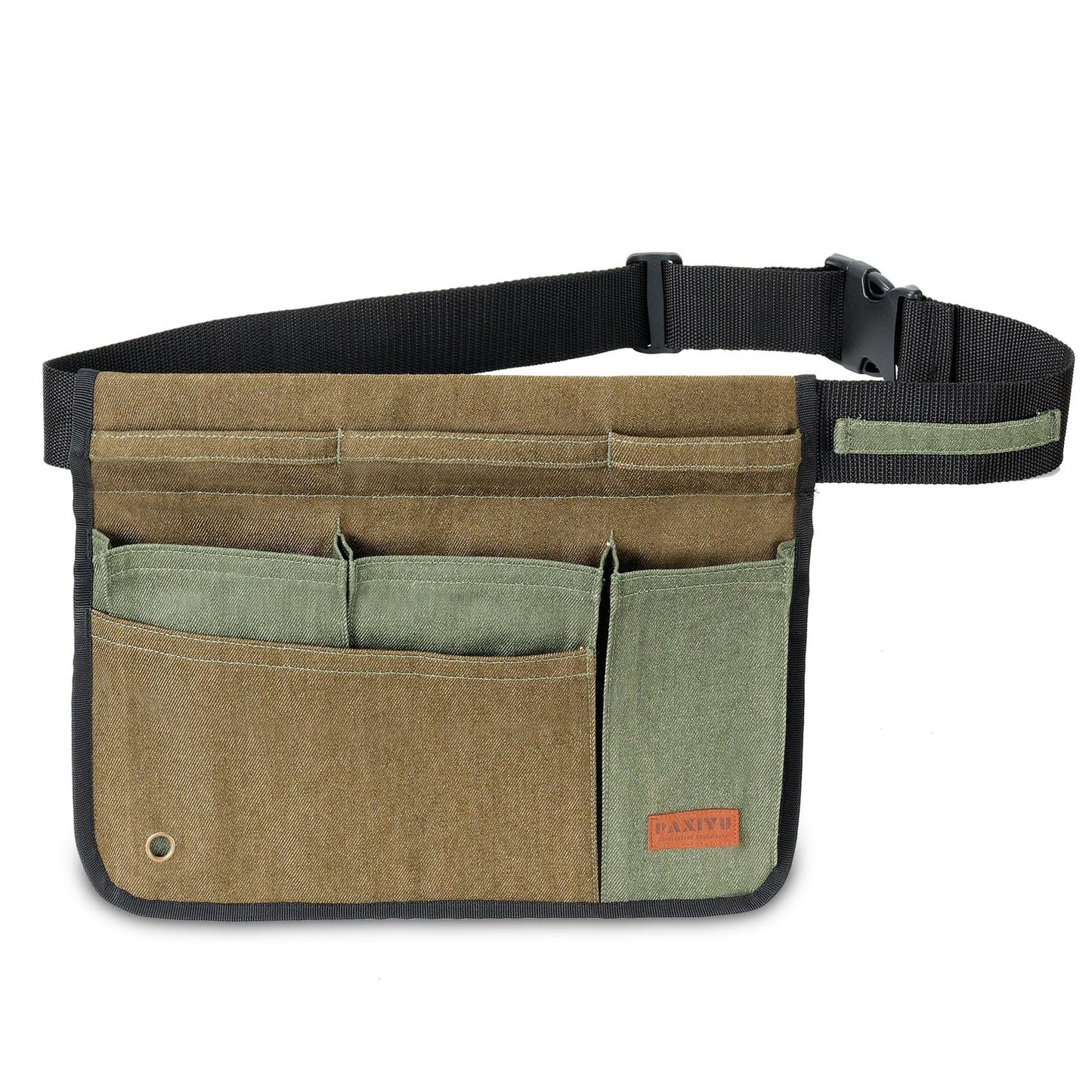 Paxiyu Garden Tool Belt for Men & Women, Denim Wide Adjustable 5-Pocket Waist Garden Apron - Heavy Duty Tool Pouch for Gardening, DIY, Carpenter, Woodworking, Painting, Seamstress, and Crafts (Green)