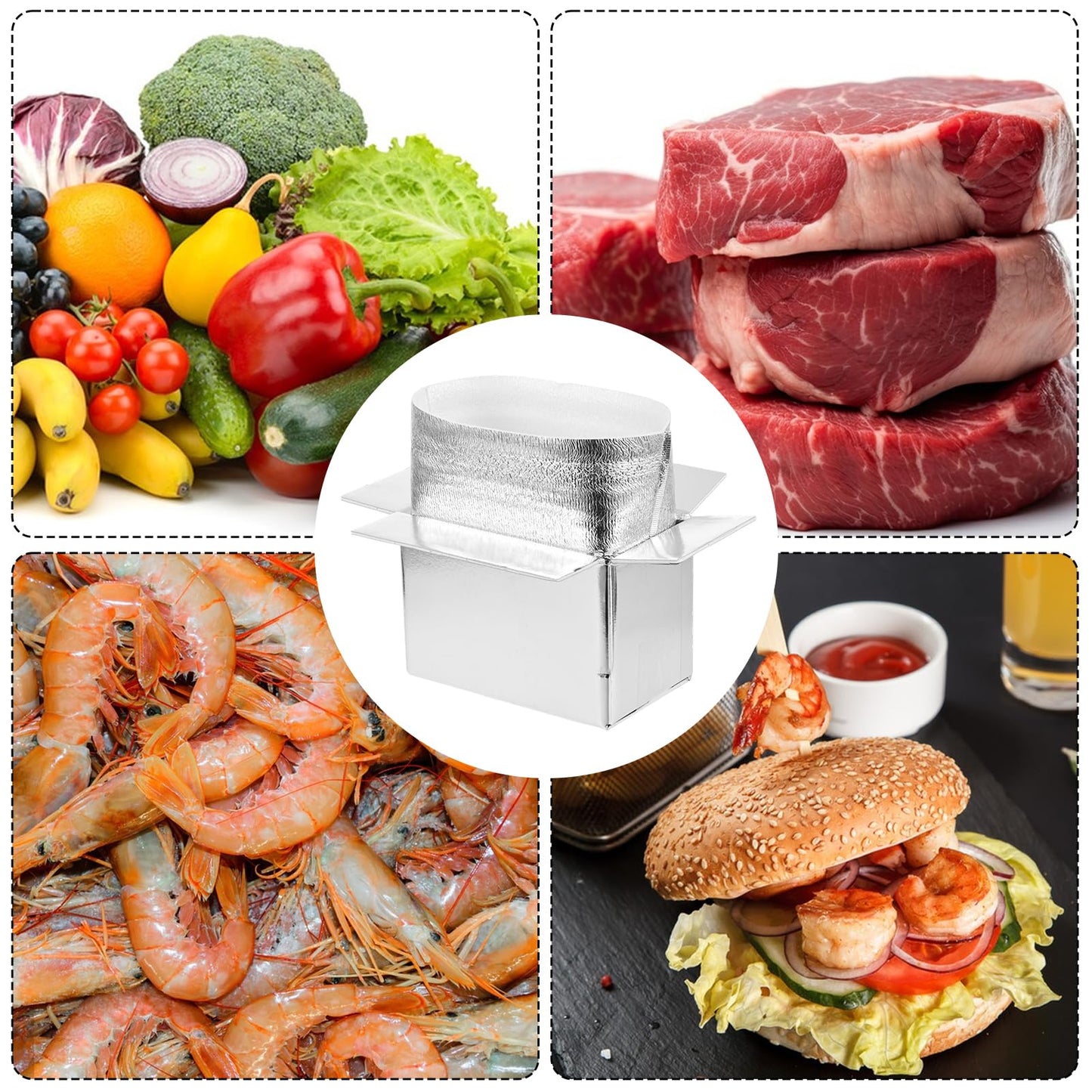 10 Pack Insulated Shipping Boxes - 10.2"x5.9"x7" Cold Shipping Boxes with Aluminium Foil Liner, Reusable Waterproof Cooler Kits, Foldable Leakproof Cooler Cartons for Frozen Food,Seafood & Desserts