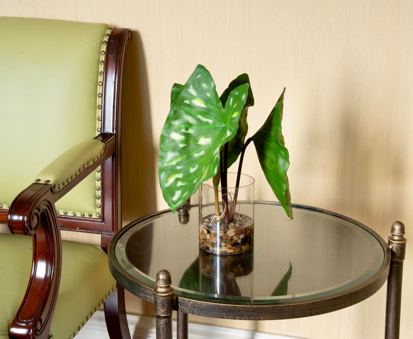 SUNPRAIRIE Tropical Artificial Plant in Clear Pot with Artificial Water, Wide Arrowhead Leaves. Faux Plants Indoor and Outdoor