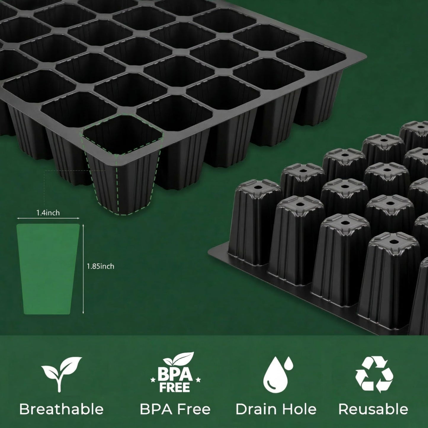 Gardzen 10-Set Garden Propagator Set, Seed Tray Kits with 400-Cell, Seed Starter Tray with Dome and Base 15" x 9" (40-Cell Per Tray)