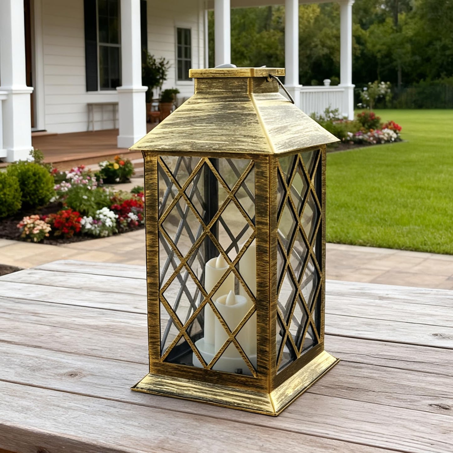 Solar Lantern Outdoor,Garden Hanging Lantern- PVC Waterproof 3 LED Flickering Flameless Candle Decorative Lights for Table,Outdoor,Party(1 Pack)