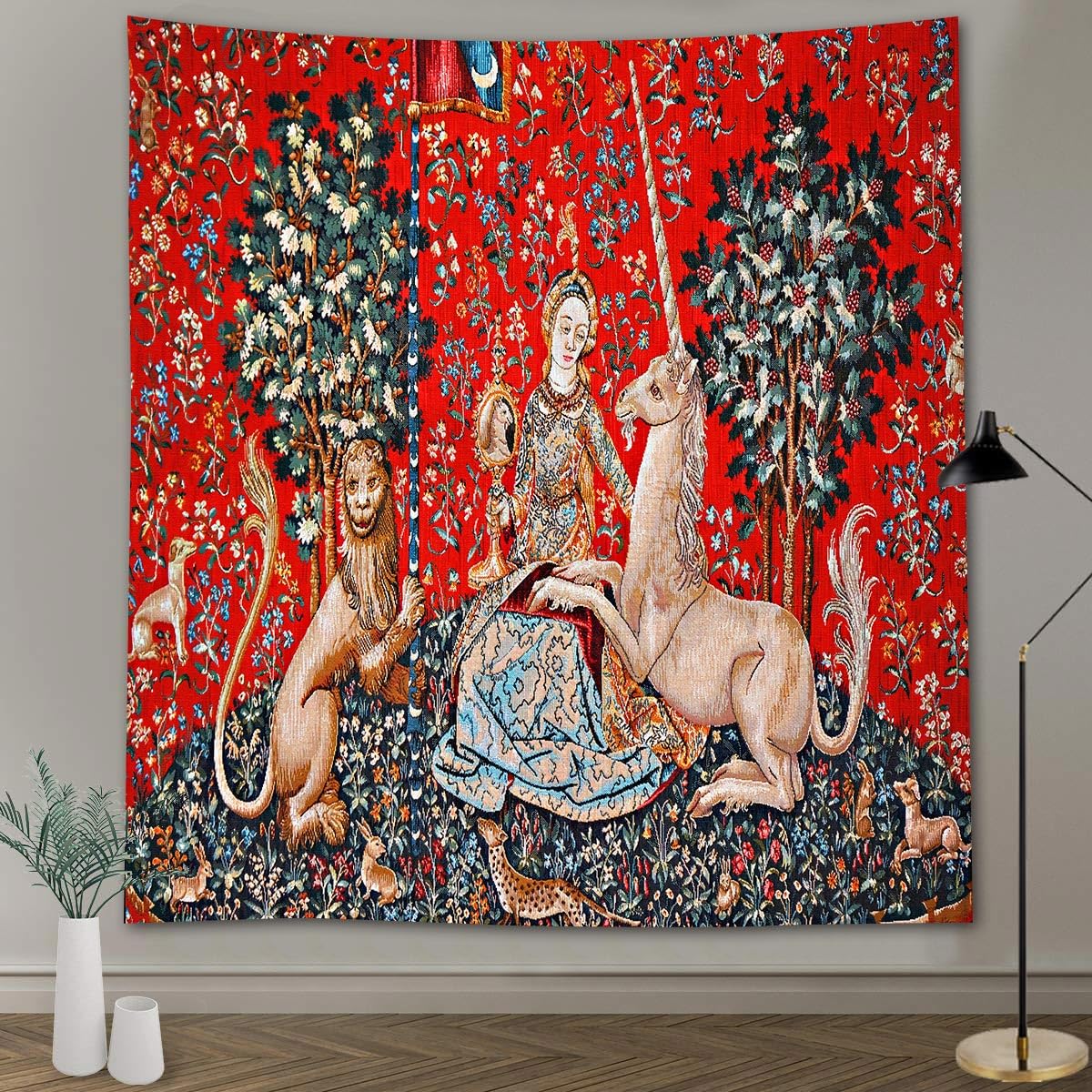 FEASRT Wild Animal Psychedelic Bohemian Tapestry, 40x30 Inches Soft Flannelette, for Living Room Royal Historical Decor