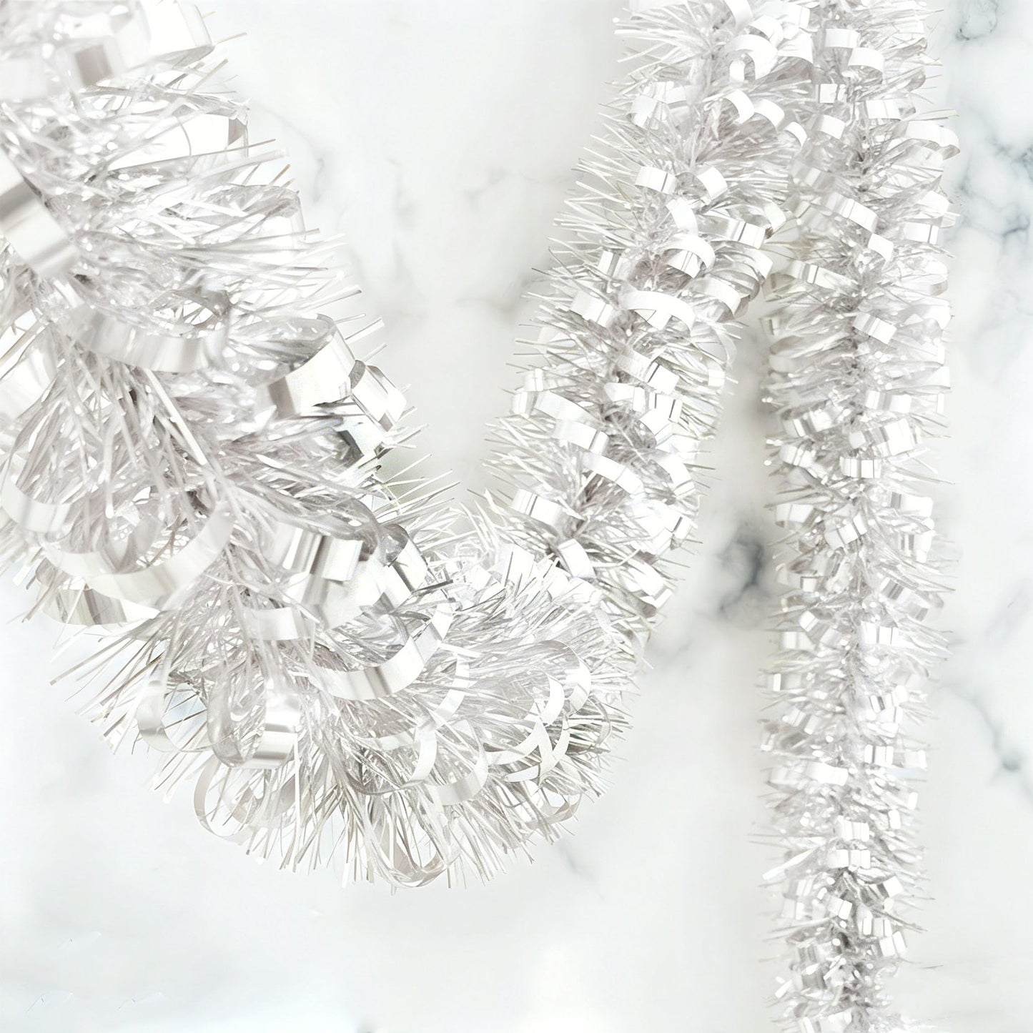 Yocknoce White Tinsel Garland, 33 Ft Winter Wonderland, Wedding, Christmas, Baby Shower, Elegant Party Backdrop, Festive Indoor Outdoor Decorations