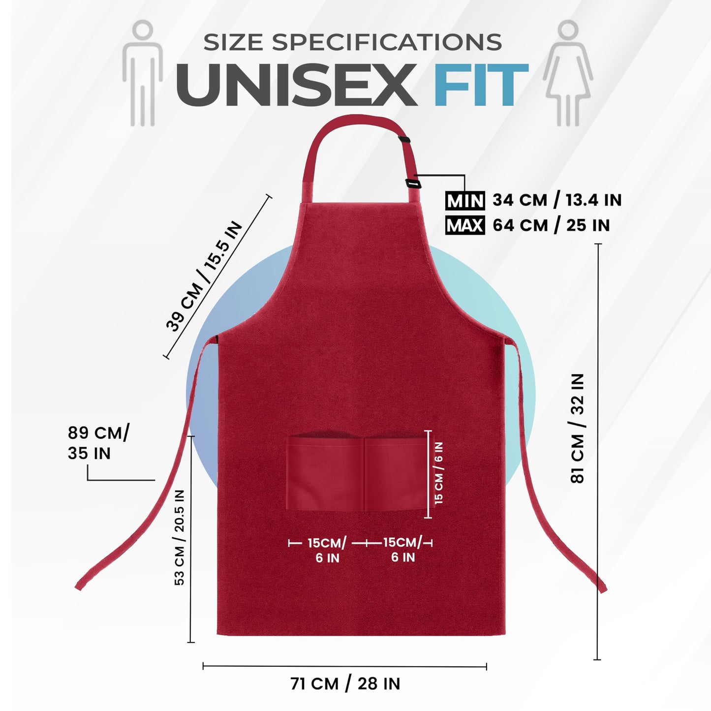 Utopia Kitchen 4 Pack Bib Apron Adjustable with 2 Pockets, Water and Oil Resistant, Cooking Kitchen Chef Apron for Women Men, Red