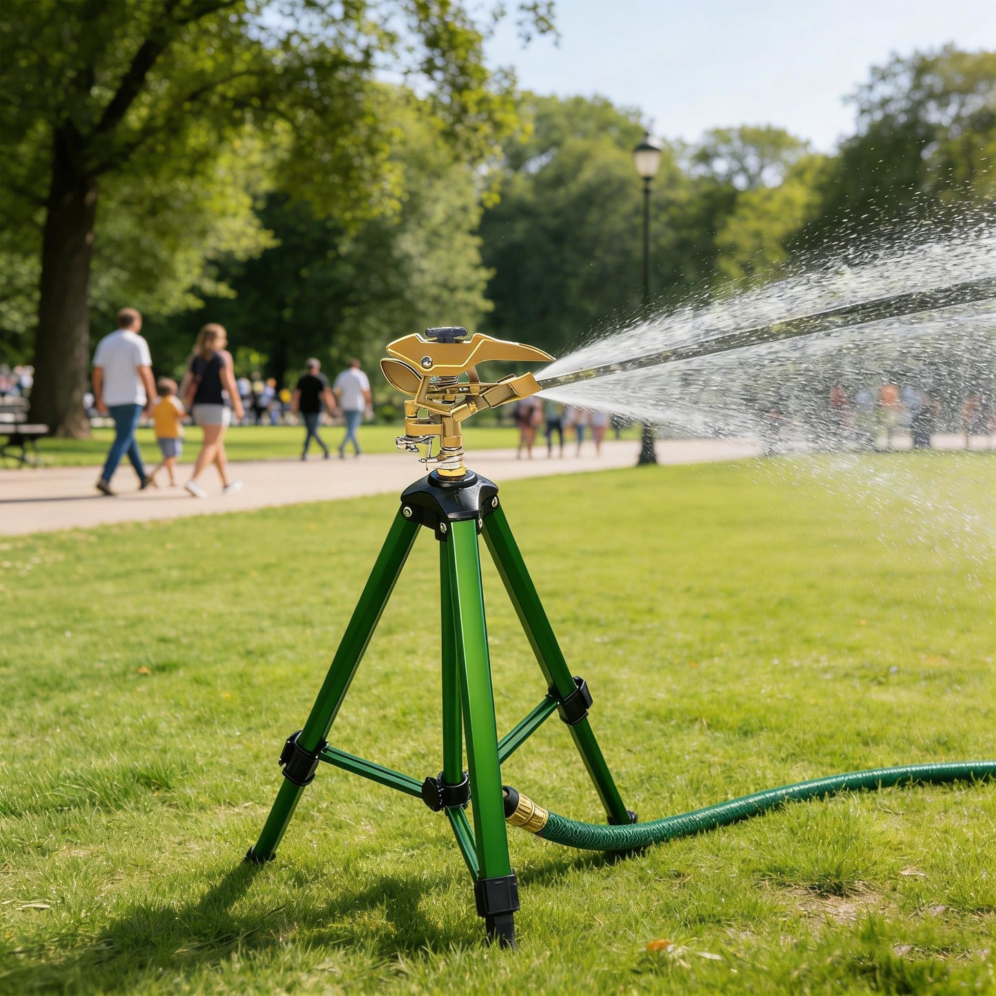 Hourleey Impact Sprinkler on Tripod, Rotating Water Sprinklers for Yard Lawn and Garden, Heavy Duty 360 Degree Irrigation Sprinkler with Zinc Head and 3/4" Connector for Outdoor