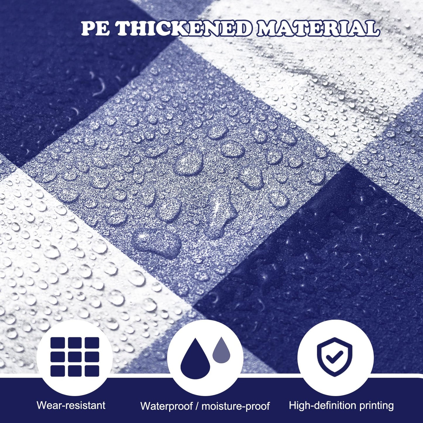HunnmingRe 6 Pcs Disposable Outdoor Picnic Blankets 71''x71'' Thicken Foldable Waterproof Picnic Mats Gingham Oil Proof Camping Blankets with 4 Ground Spikes Beach Travel Hiking (Navy Blue and White)