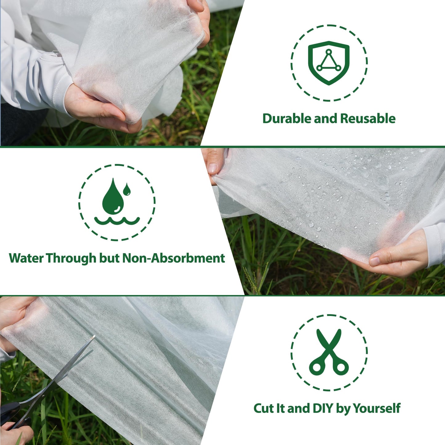 Hyxanons 10 * 50FT Plant Covers Freeze Protection, 1.06 oz/yd² Large Thick Floating Row Cover Fabric for Winter Frost Protection, White Blanket Cloth for Outdoor Garden Vegetables in Cold Weather