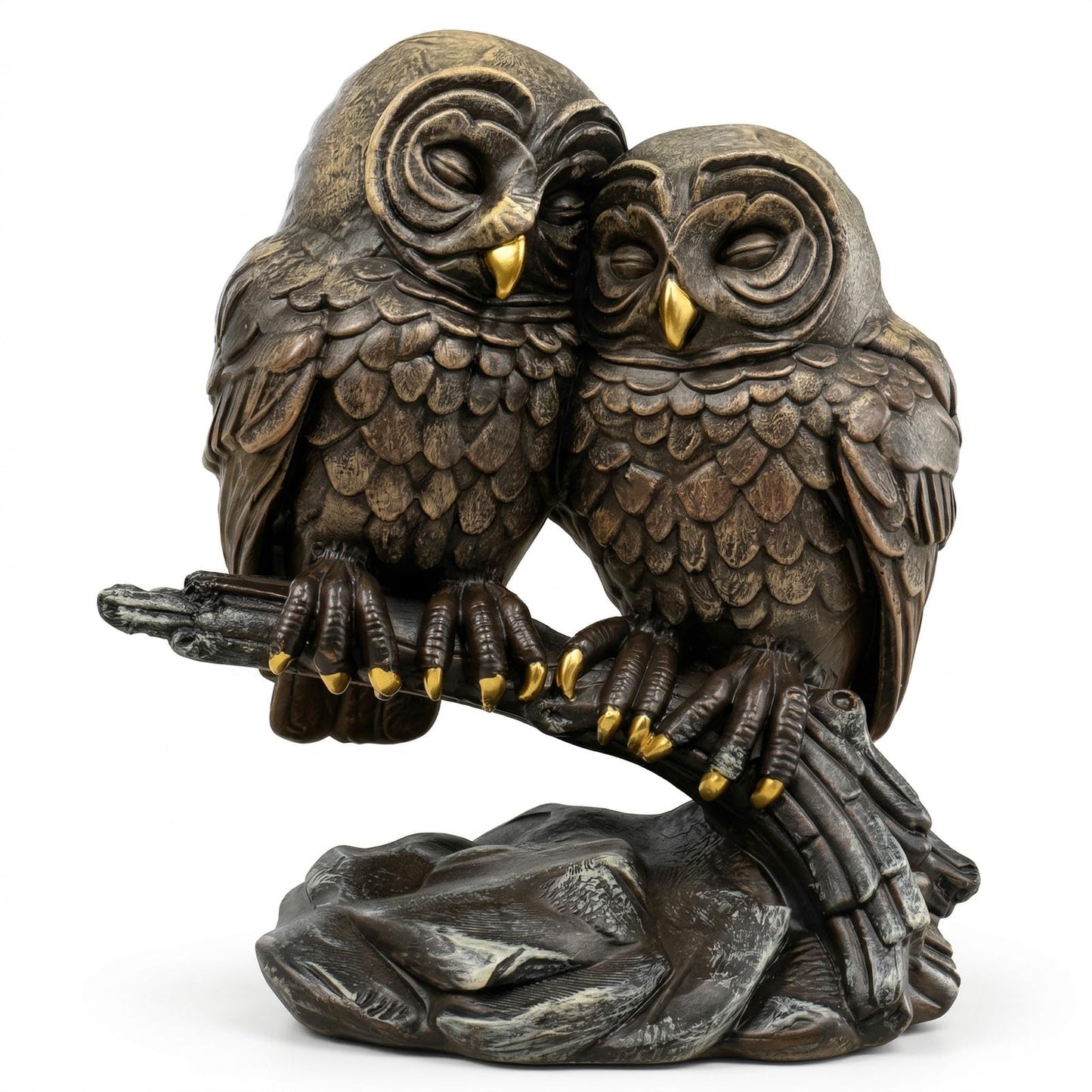 Cisina Owl Lovers Statues Home Decor,5 Inch Owls Couple On Tree Branch Figurine Decor for Bookshelf,Bedroom,Living Room,Office,Desk & Shelf,Animal Sculptures Bronze Wedding 8 Year