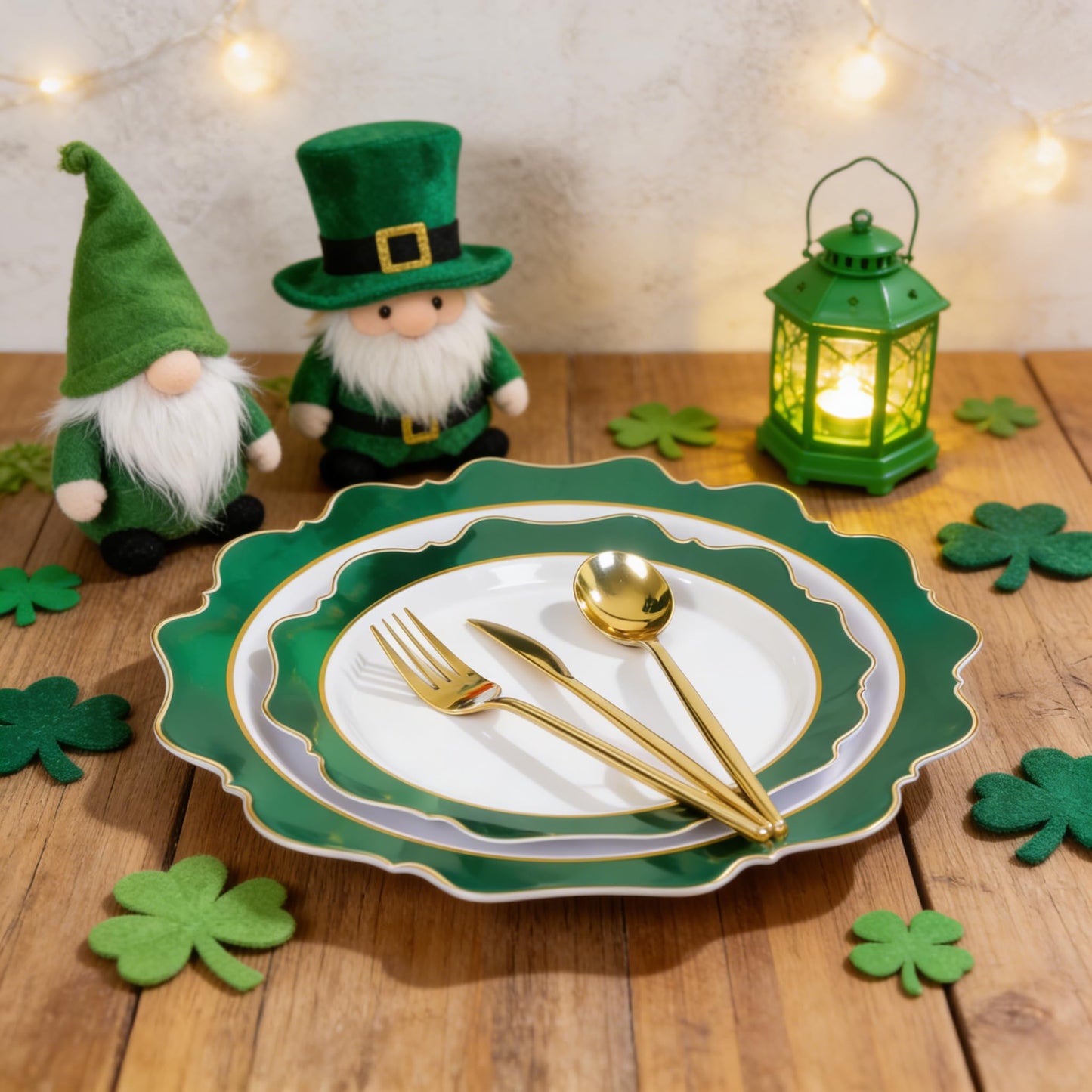 WDF 100PCS Green Plates Disposable - Heavy Duty Green Plates - 50 Guests Green Plastic Plate for Sping/Wedding/Birthday/Party